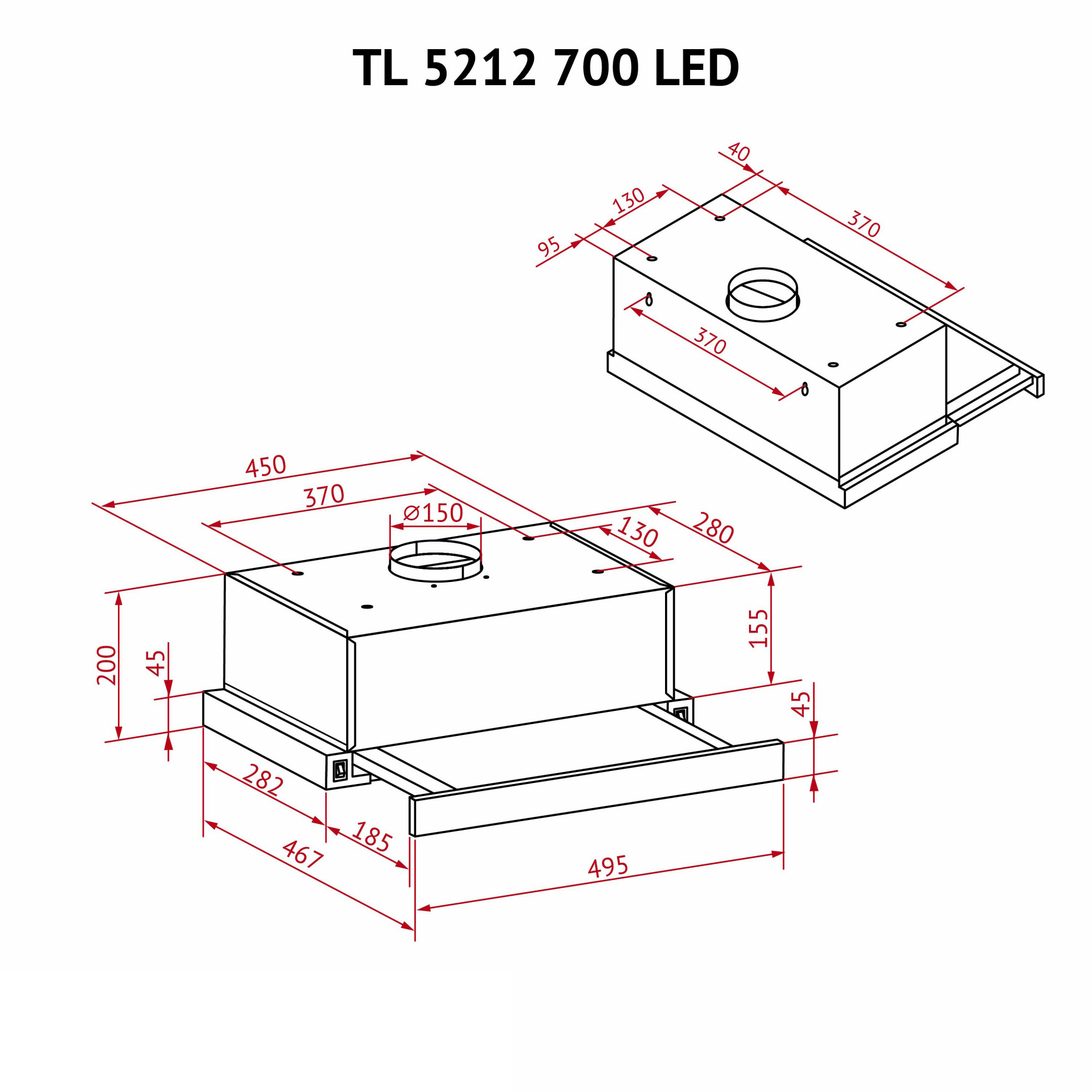 Вытяжка телескопическая PERFELLI TL 5212 I 700 LED - фото 12