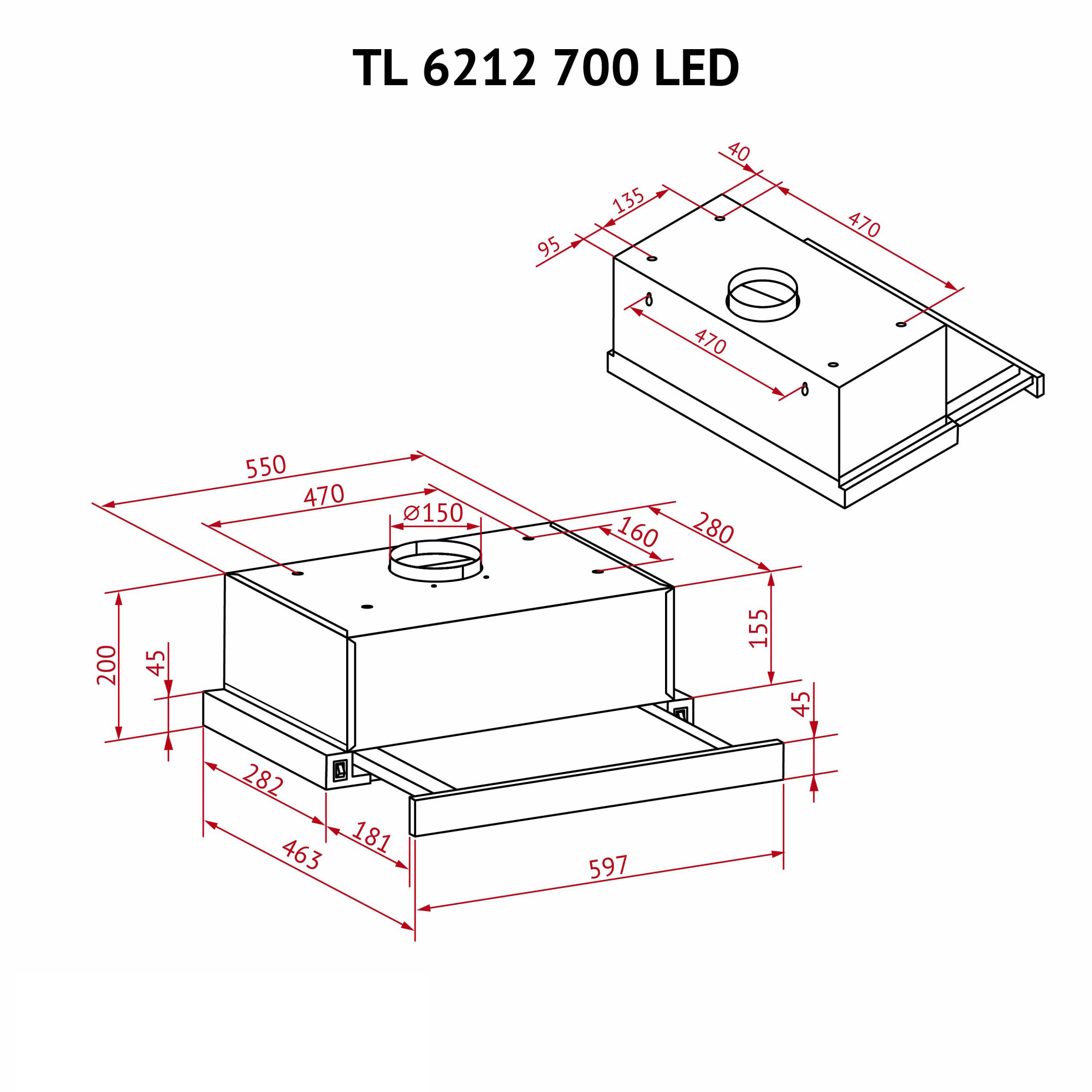 Вытяжка телескопическая PERFELLI TL 6212 Full BL 700 LED - фото 12