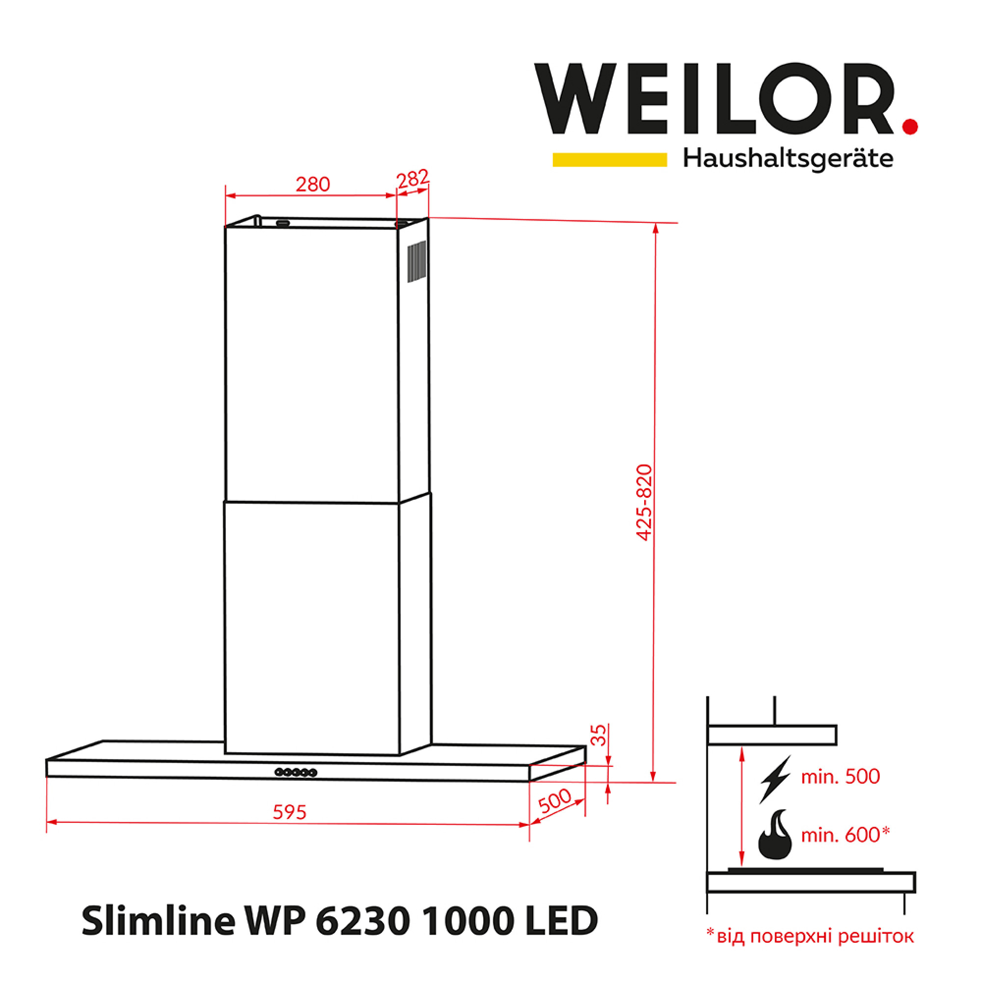Вытяжка декоративная Т-образная WEILOR Slimline WP 6230 BL 1000 LED - фото 11