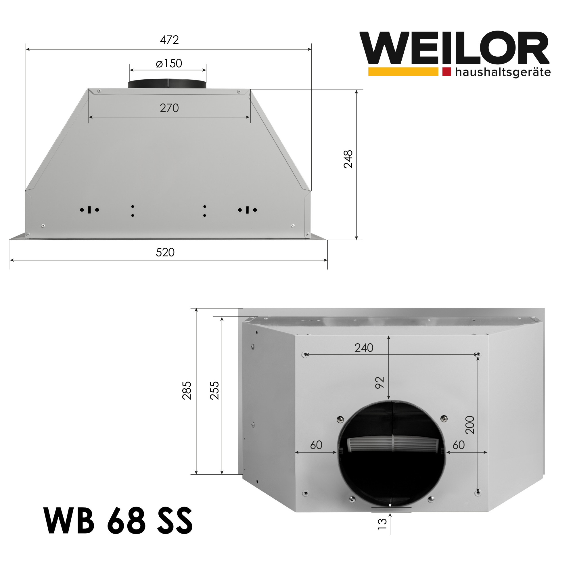 Вытяжка полновстраиваемая WEILOR WB 68 SS - фото 12