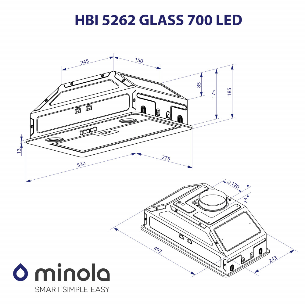 Minola HBI 5262 BL GLASS 700 LED