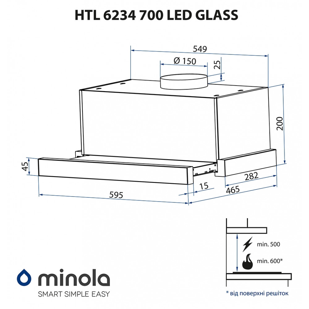 Minola HTL 6234 BL 700 LED GLASS