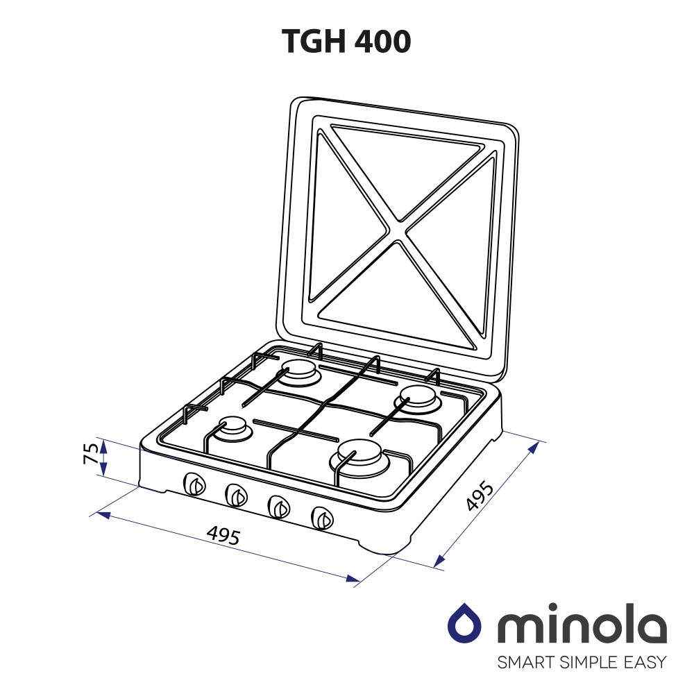 Настільна газова плита Minola TGH 400 WH