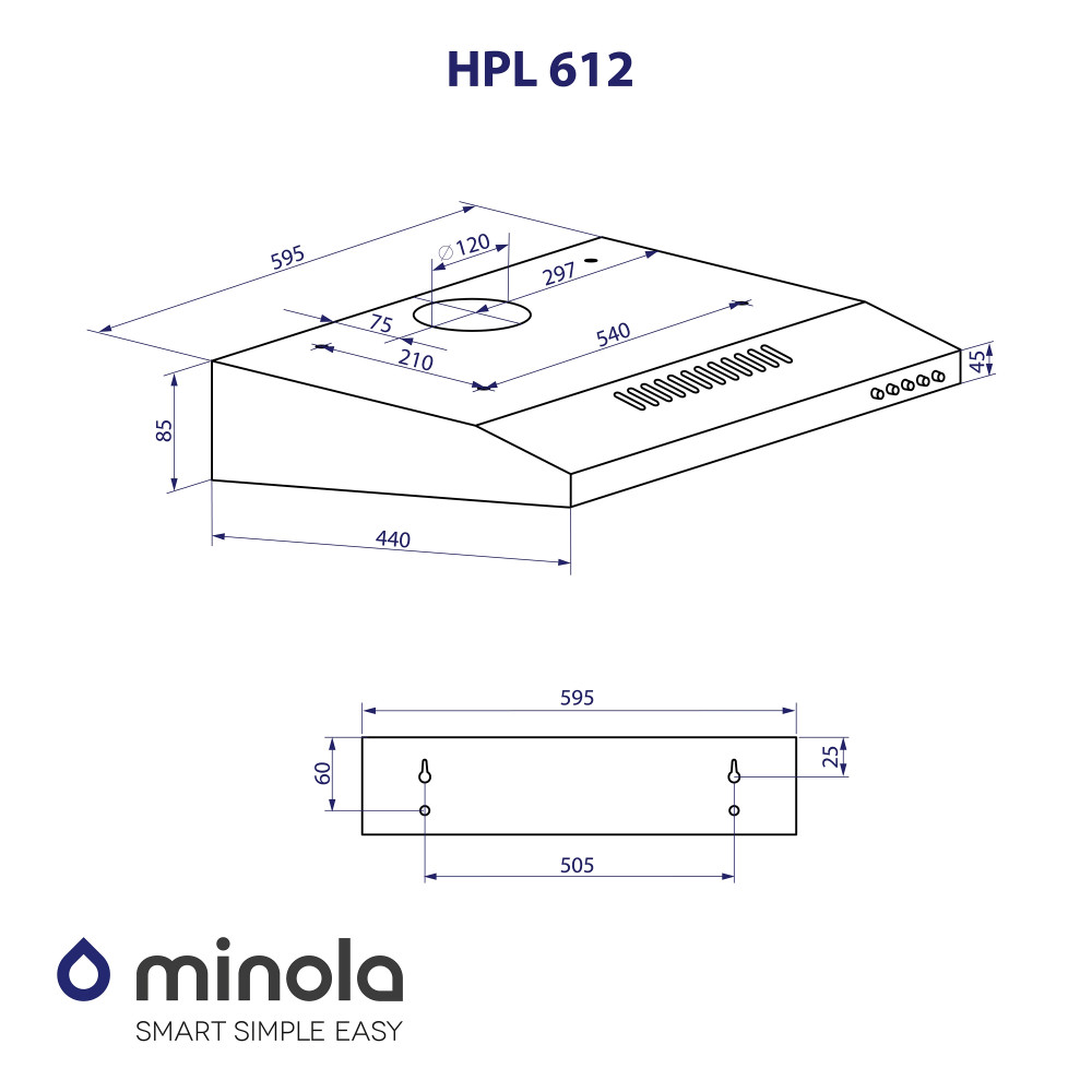 Витяжка плоска Minola HPL 612 BL