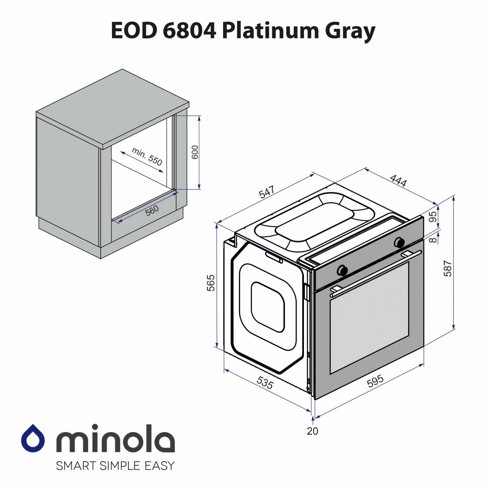Духовий шкаф електричний Minola EOD 6804 Platinum Gray