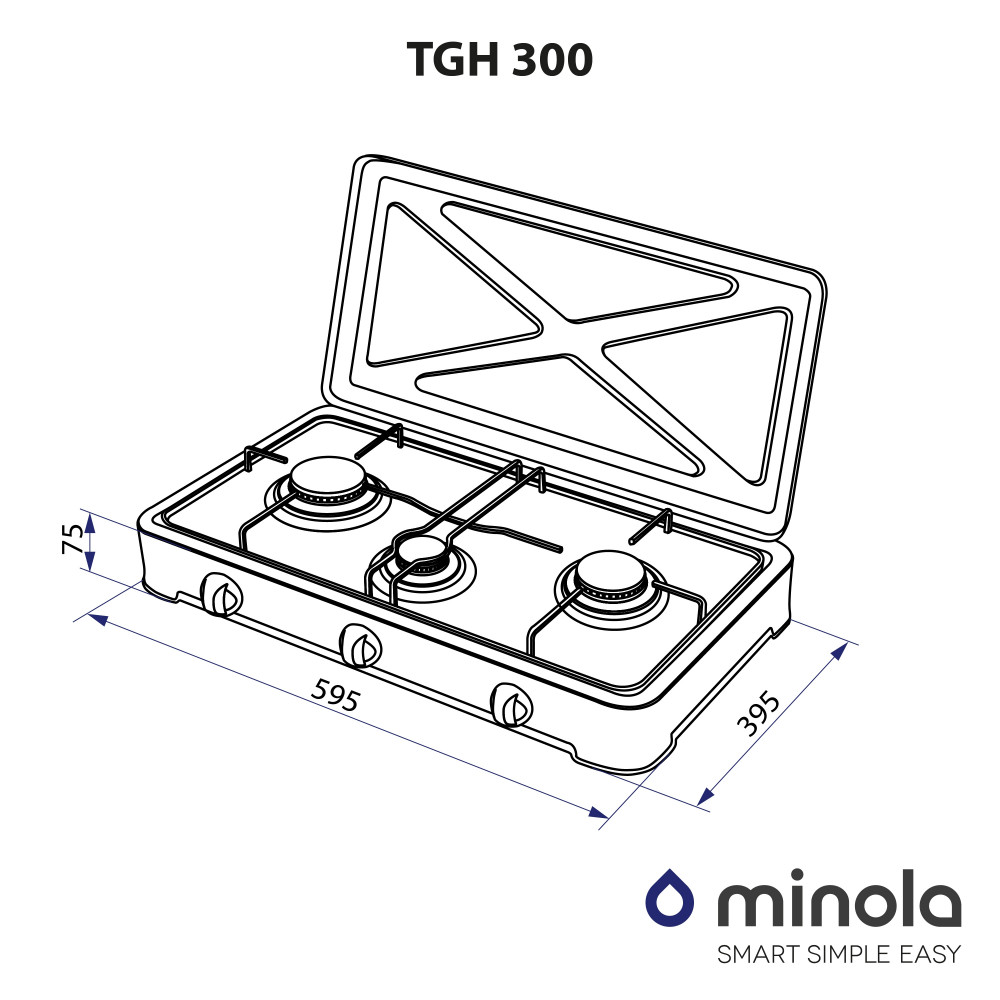 Настільна газова плита Minola TGH 300 BL