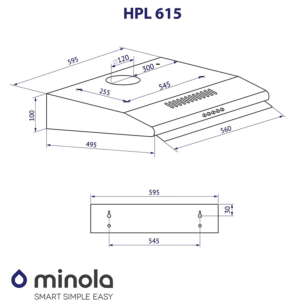 Витяжка плоска Minola HPL 615 BL