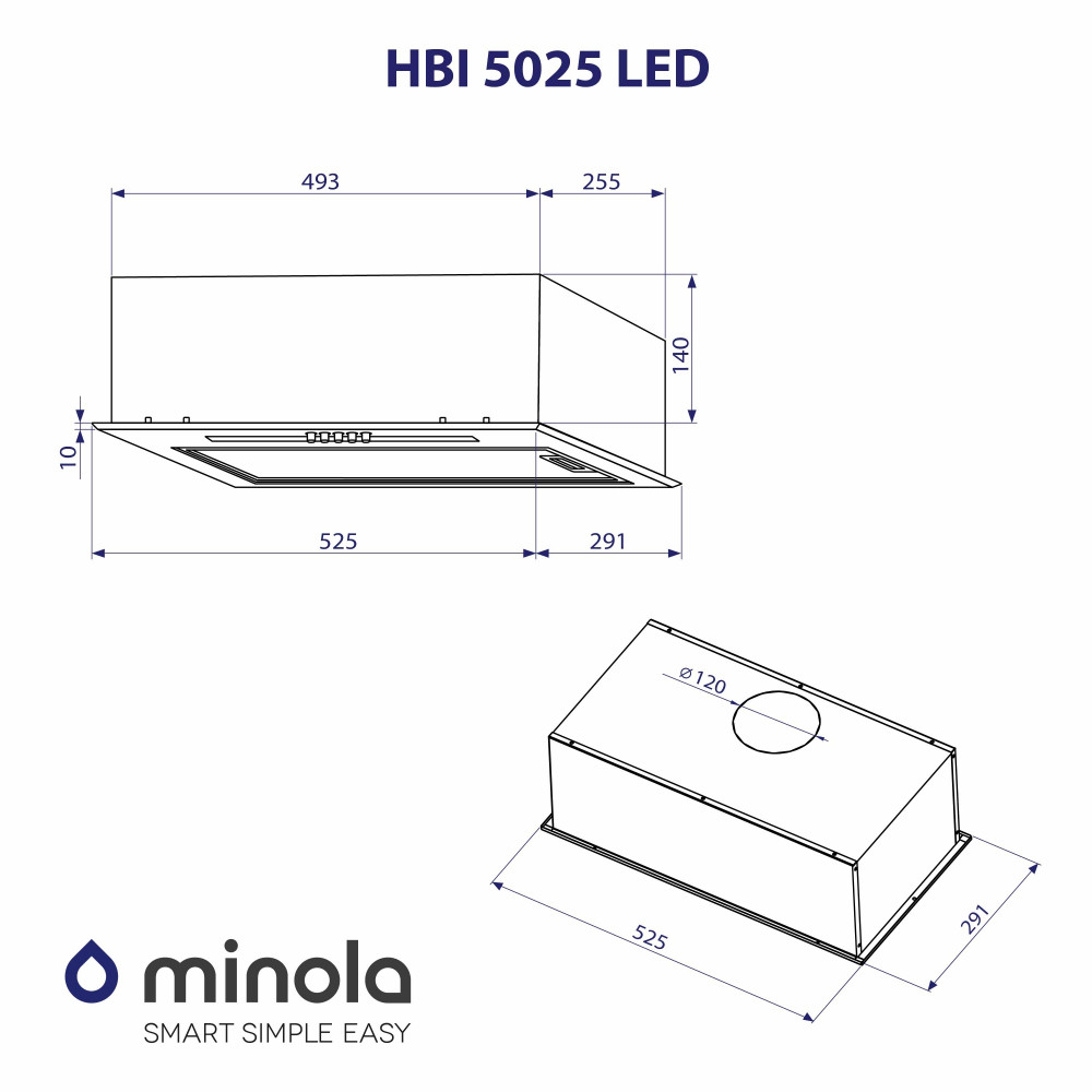 Витяжка повновбудована Minola HBI 5025 BL LED