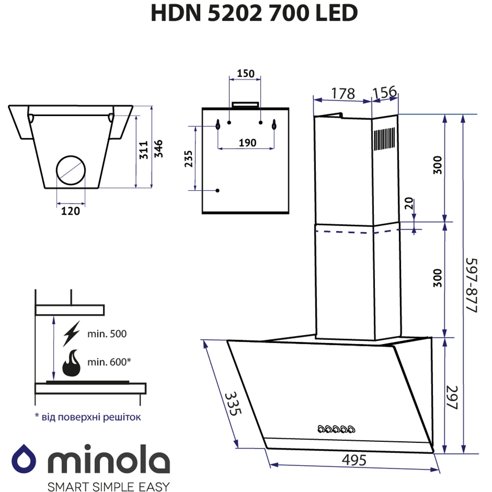 Minola HDN 5202 WH/INOX 700 LED