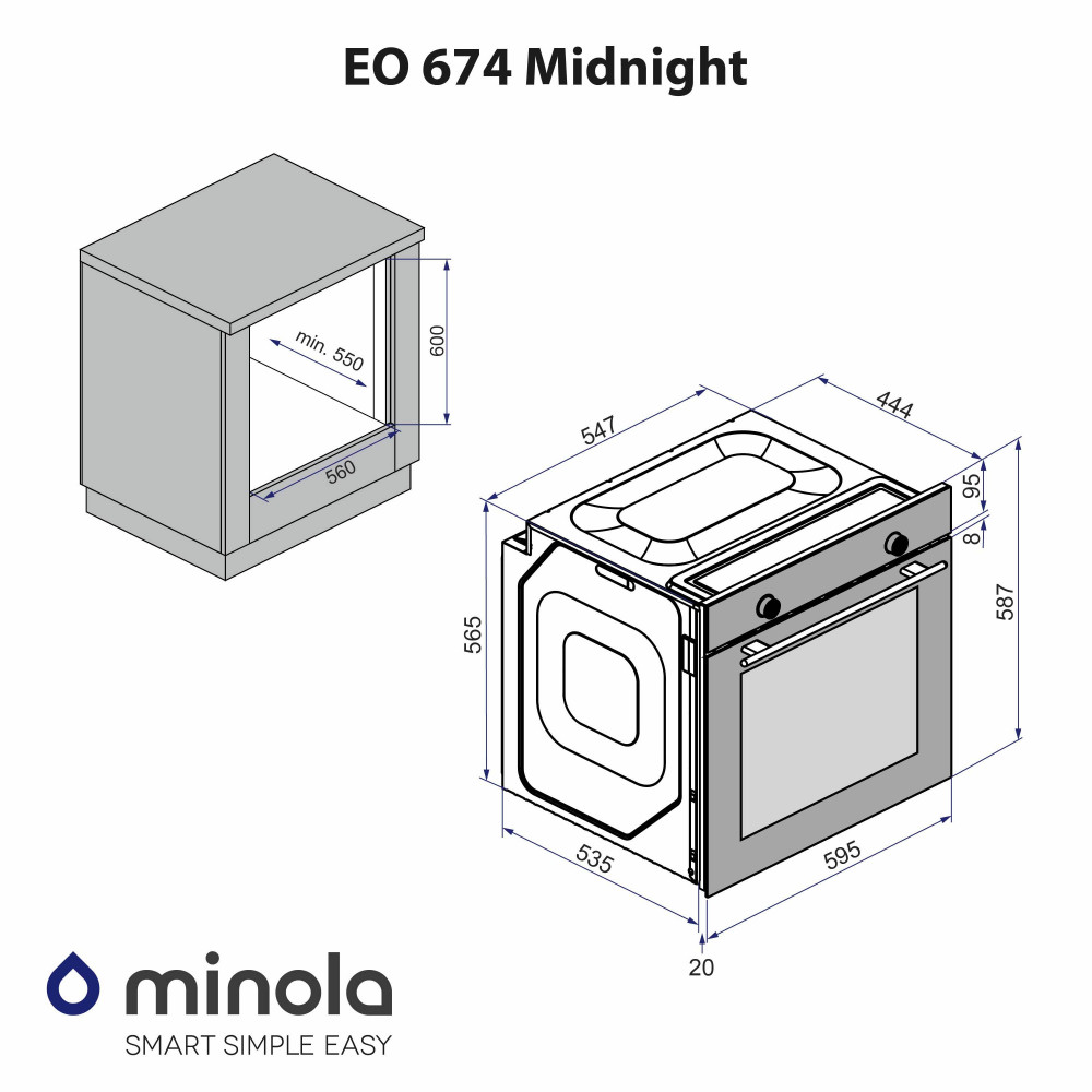 Духовий шкаф електричний Minola EO 674 Midnight
