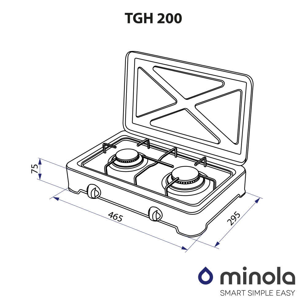 Настільна газова плита Minola TGH 200 WH