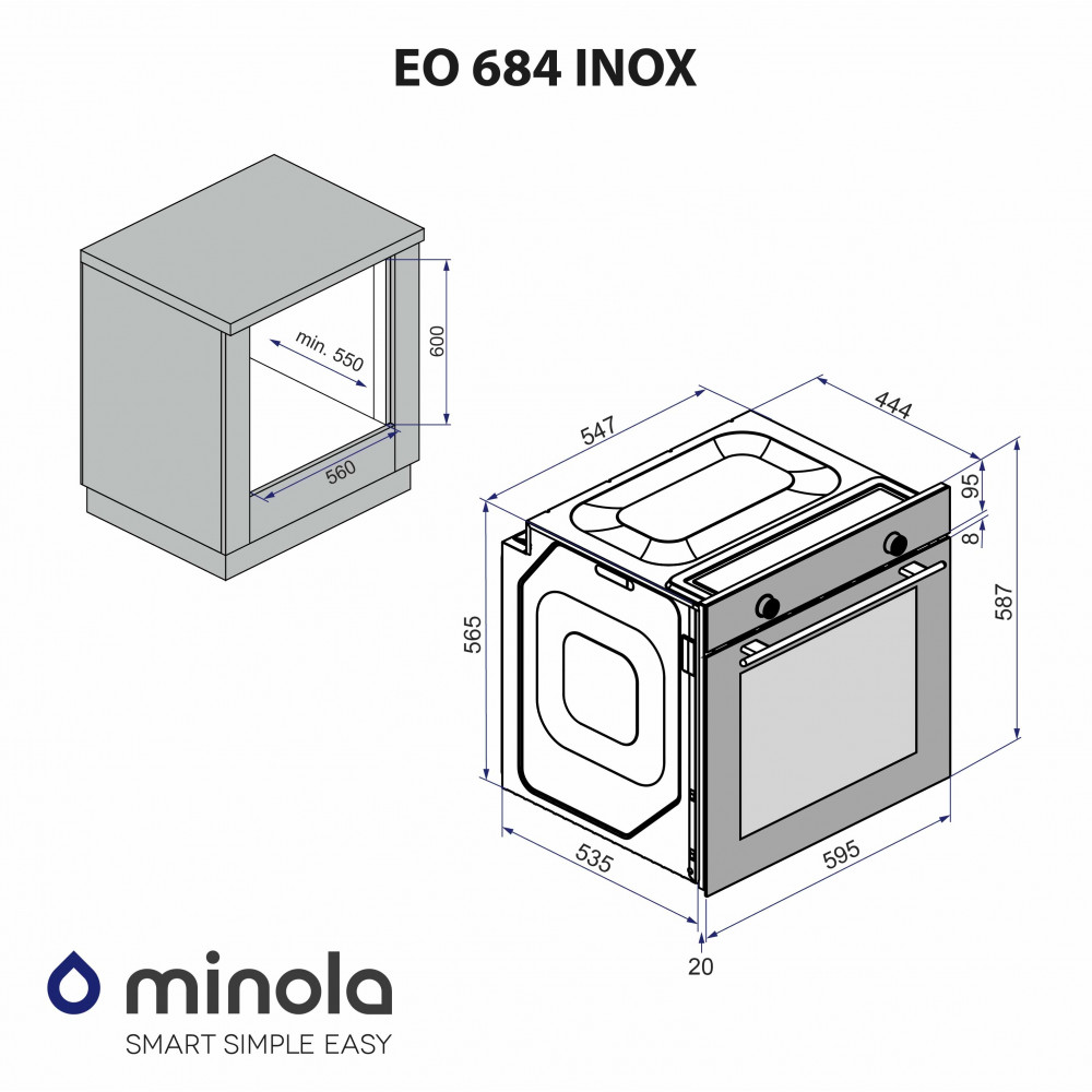 Духовий шкаф електричний Minola EO 684 INOX