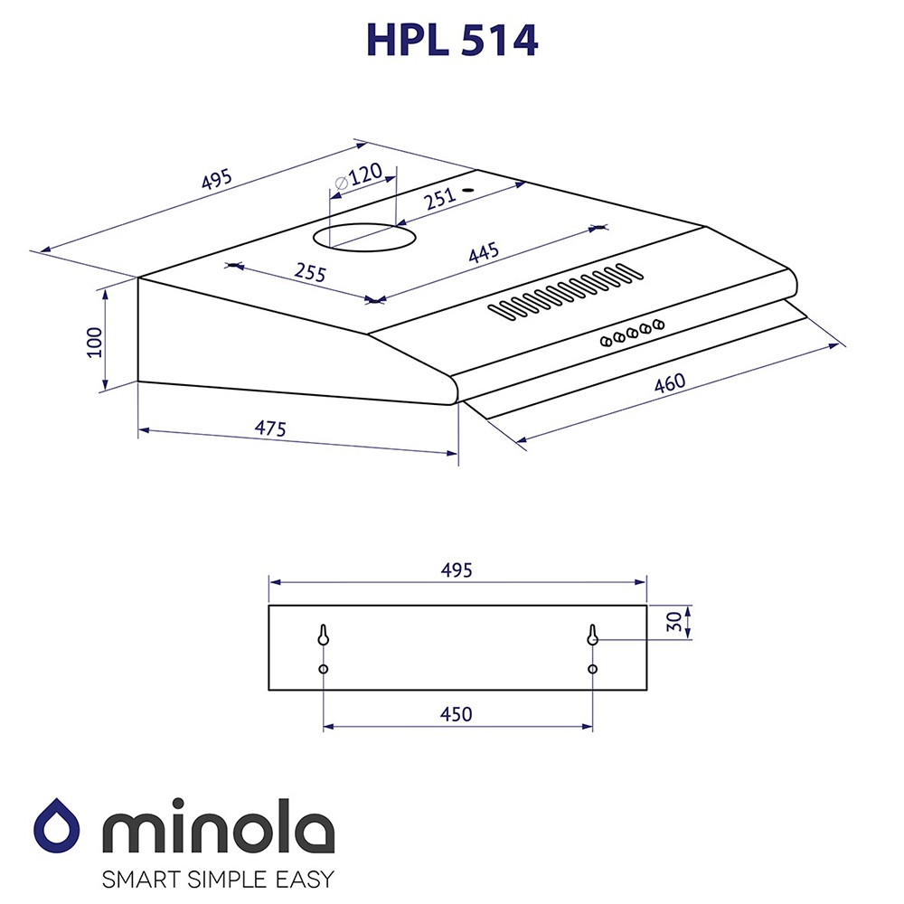 Витяжка плоска Minola HPL 514 WH