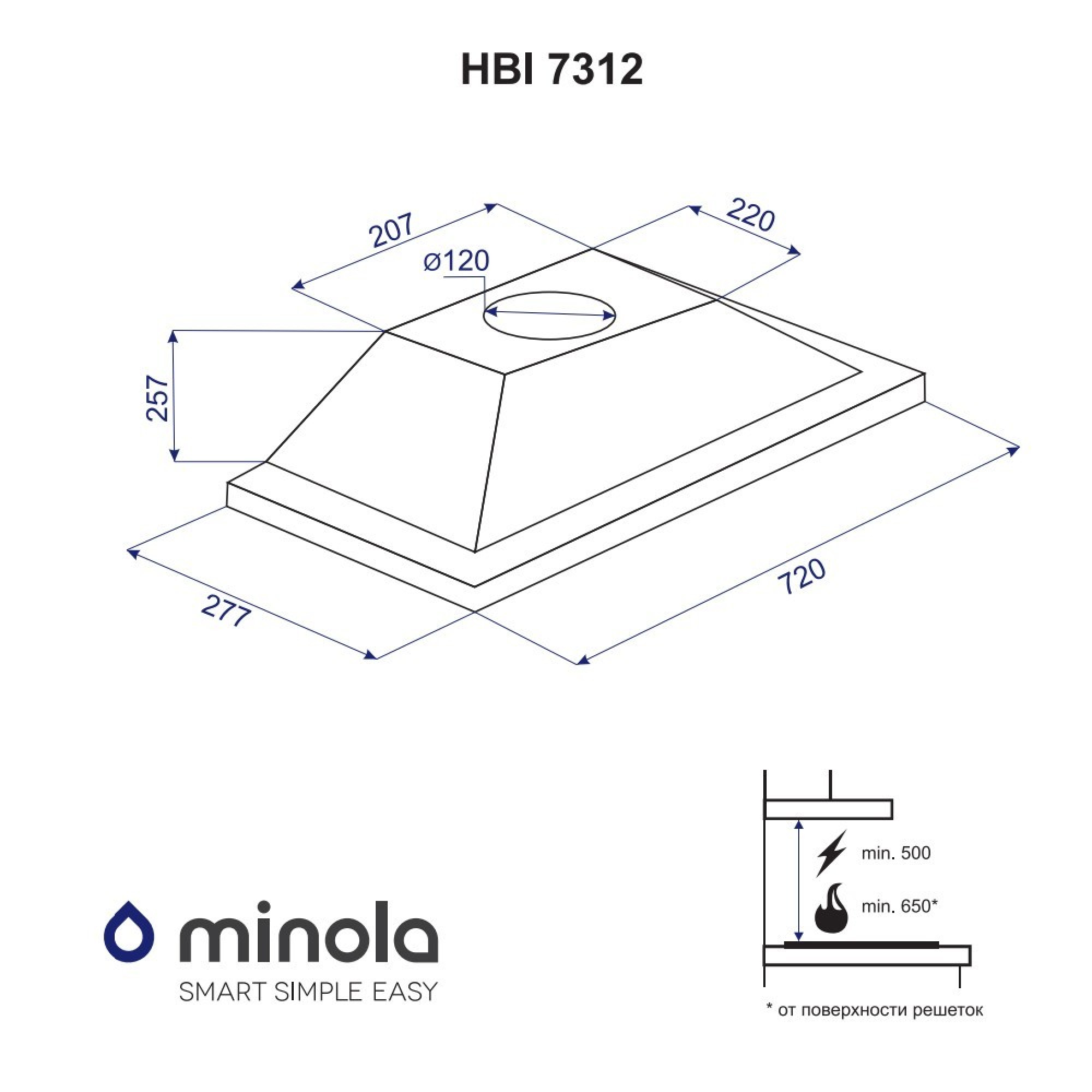 Витяжка повновбудована MINOLA HBI 7312 WH LED 750 - фото 7 Витяжка повновбудована MINOLA HBI 7312 WH LED 750 - фото 7