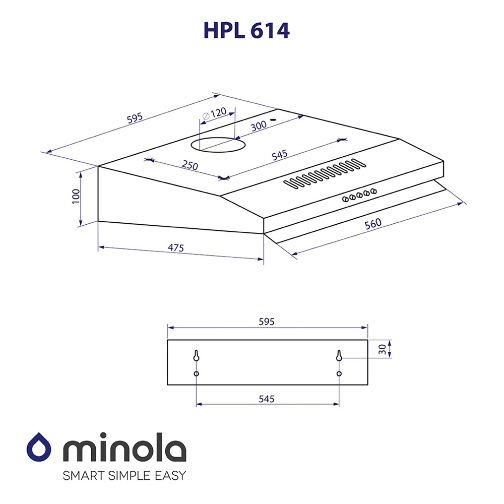 Витяжка плоска Minola HPL 614 BL