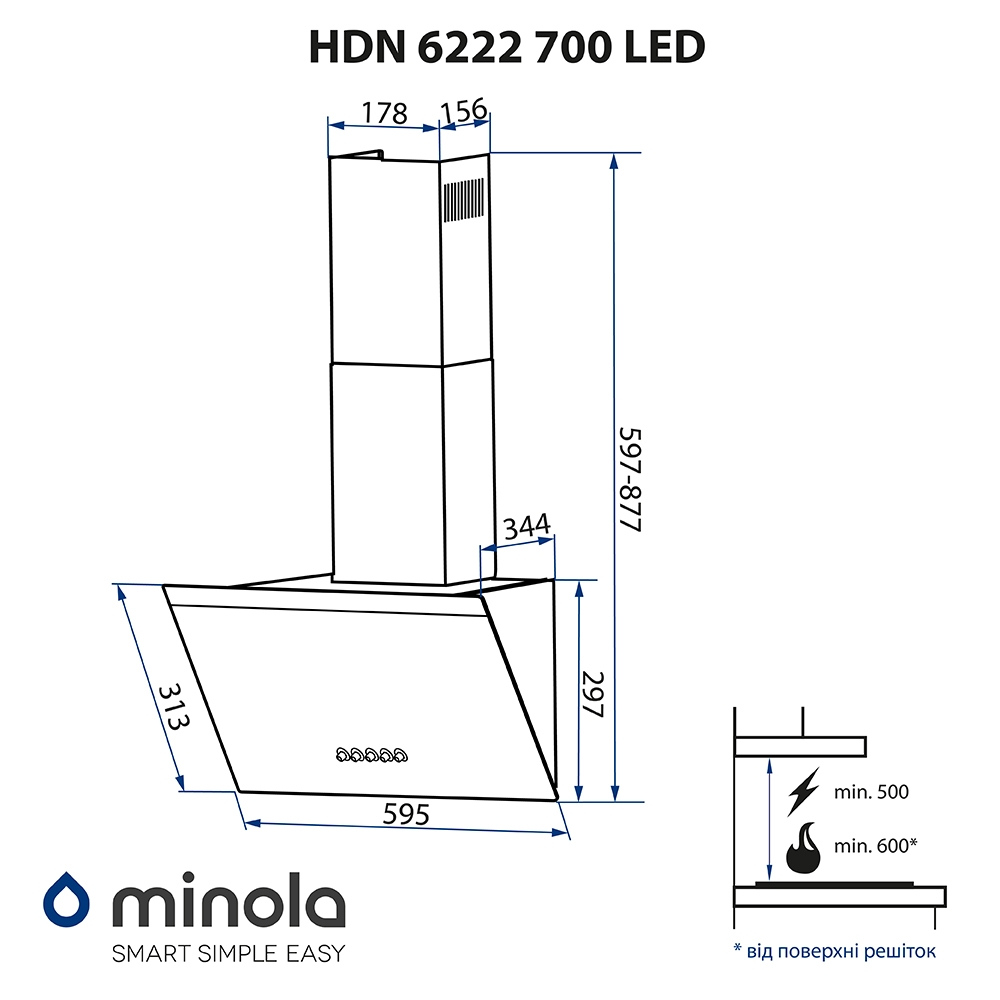 Minola HDN 6222 WH/INOX 700 LED