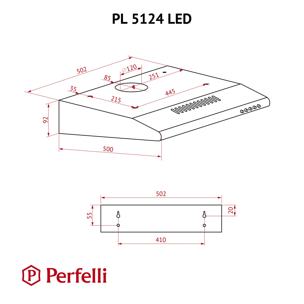 Витяжка плоска Perfelli PL 5124 WH LED