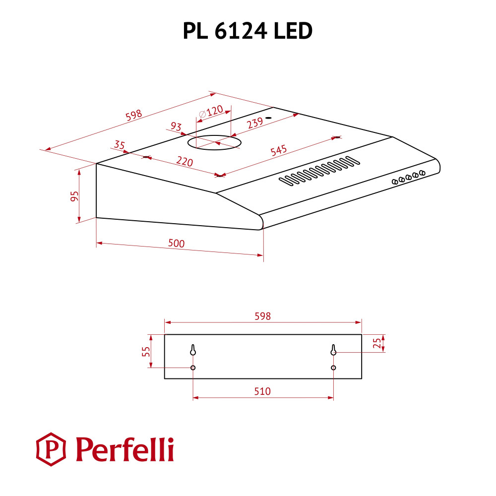 Витяжка плоска Perfelli PL 6124 I LED