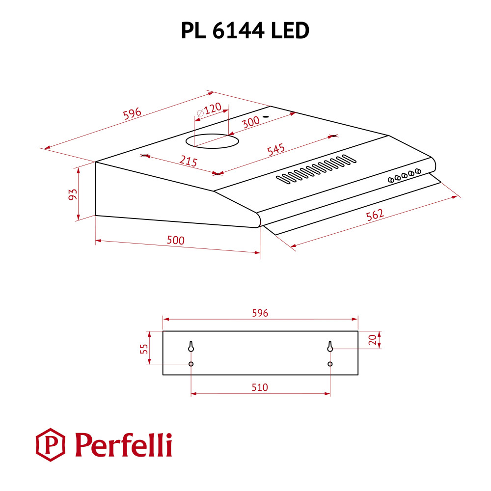 Витяжка плоска Perfelli PL 6144 Dark BR LED
