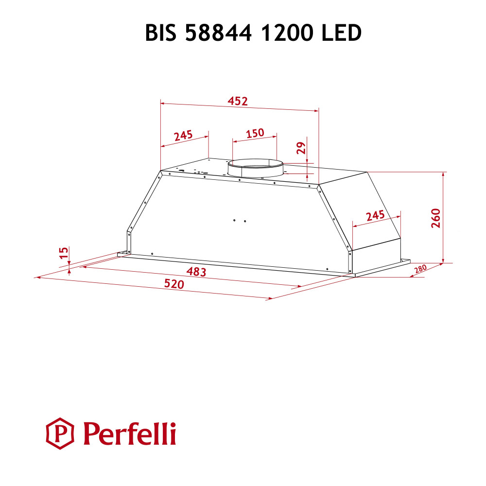 Витяжка повно вбудована Perfelli BIS 58844 WH 1200 LED