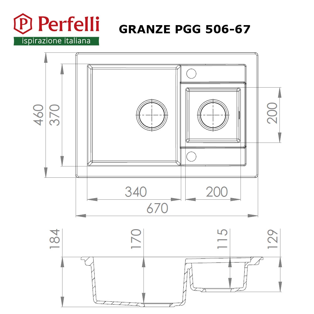 Мийка кухонна гранітна Perfelli GRANZE PGG 506-67 LIGHT BEIGE