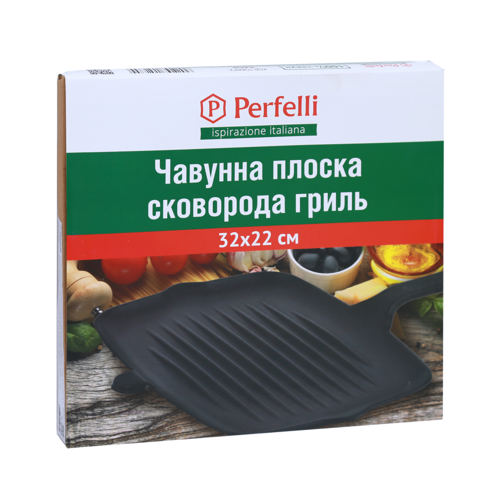 Чавунна плоска сковорода гриль Perfelli 6459 32х22 див.