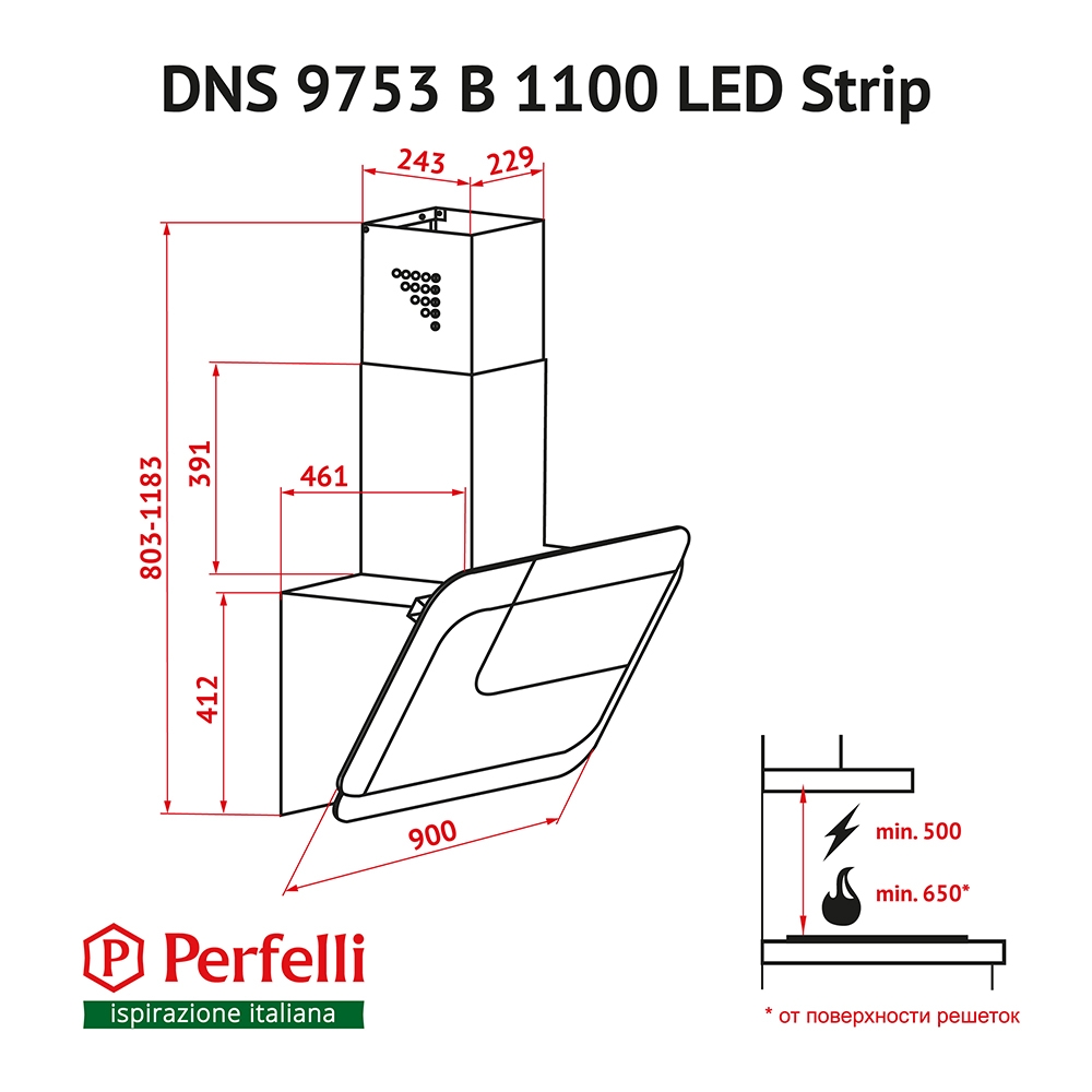 Perfelli DNS 9753 B 1100 WH/BL LED Strip