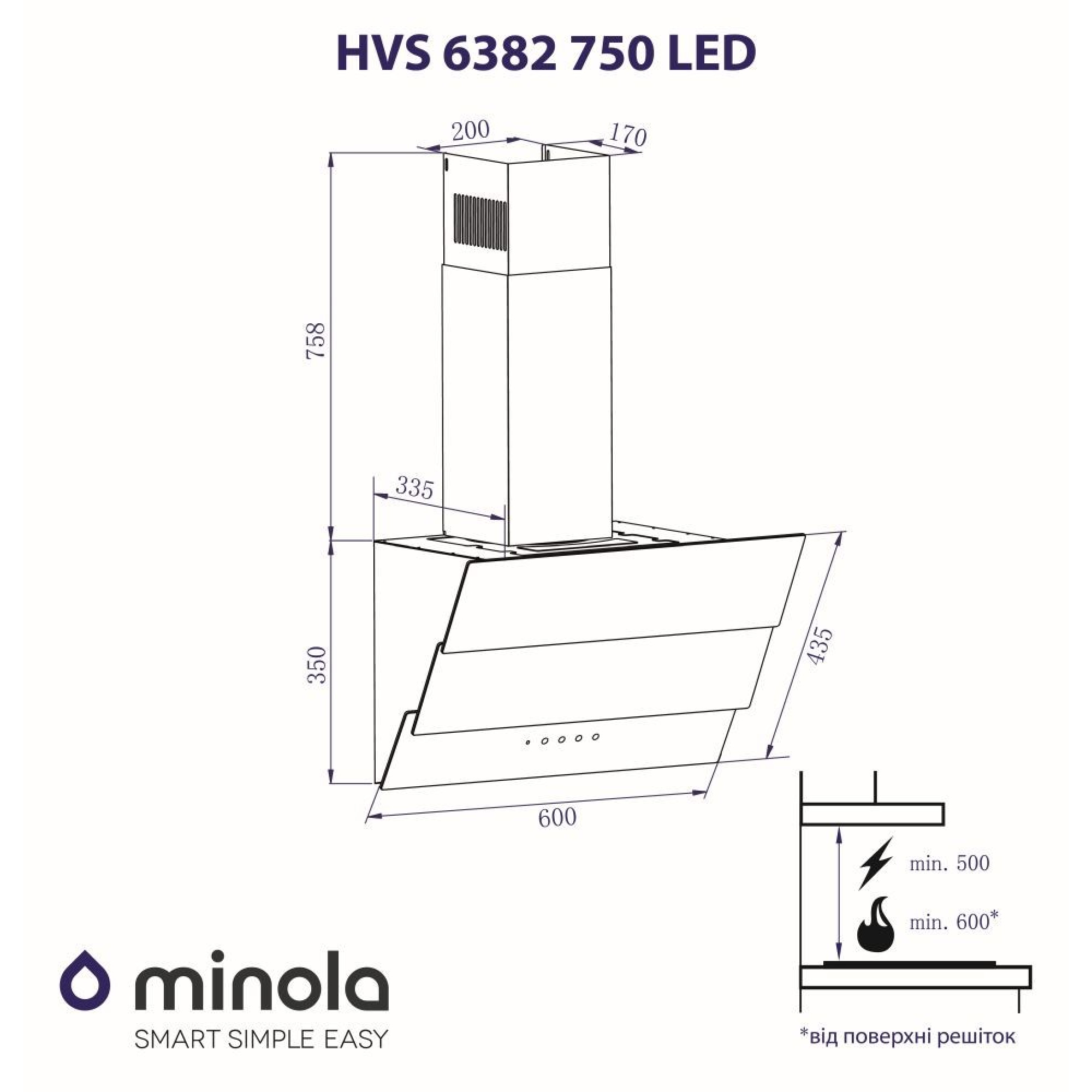 Вытяжка декоративная наклонная MINOLA HVS 6382 BL 750 LED - фото 9