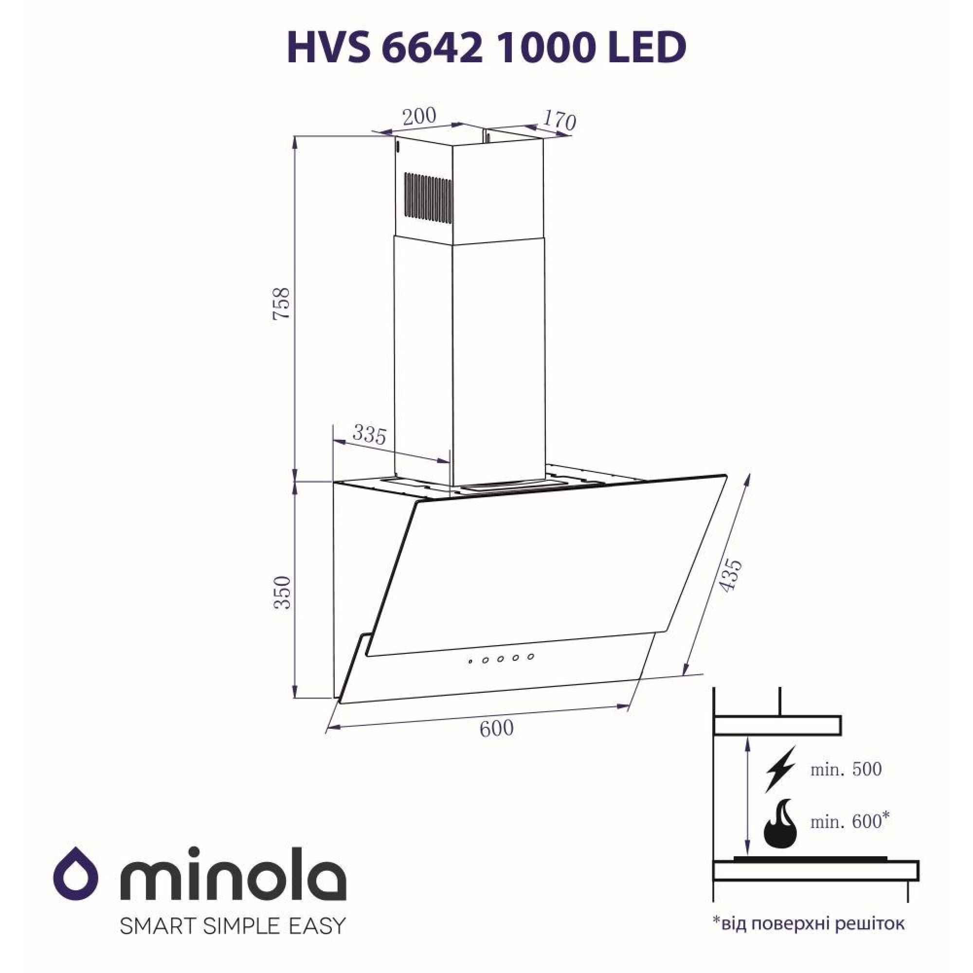 Вытяжка декоративная наклонная MINOLA HVS 6642 BL 1000 LED - фото 8