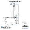Вытяжка декоративная наклонная MINOLA HVS 6232 BL/INOX 700 LED (Польша)- № 14