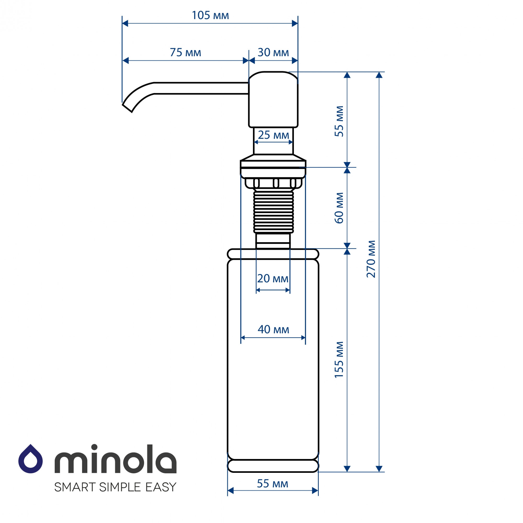 Дозатор мила для кухонних мийок MINOLA MS0005 - фото 4