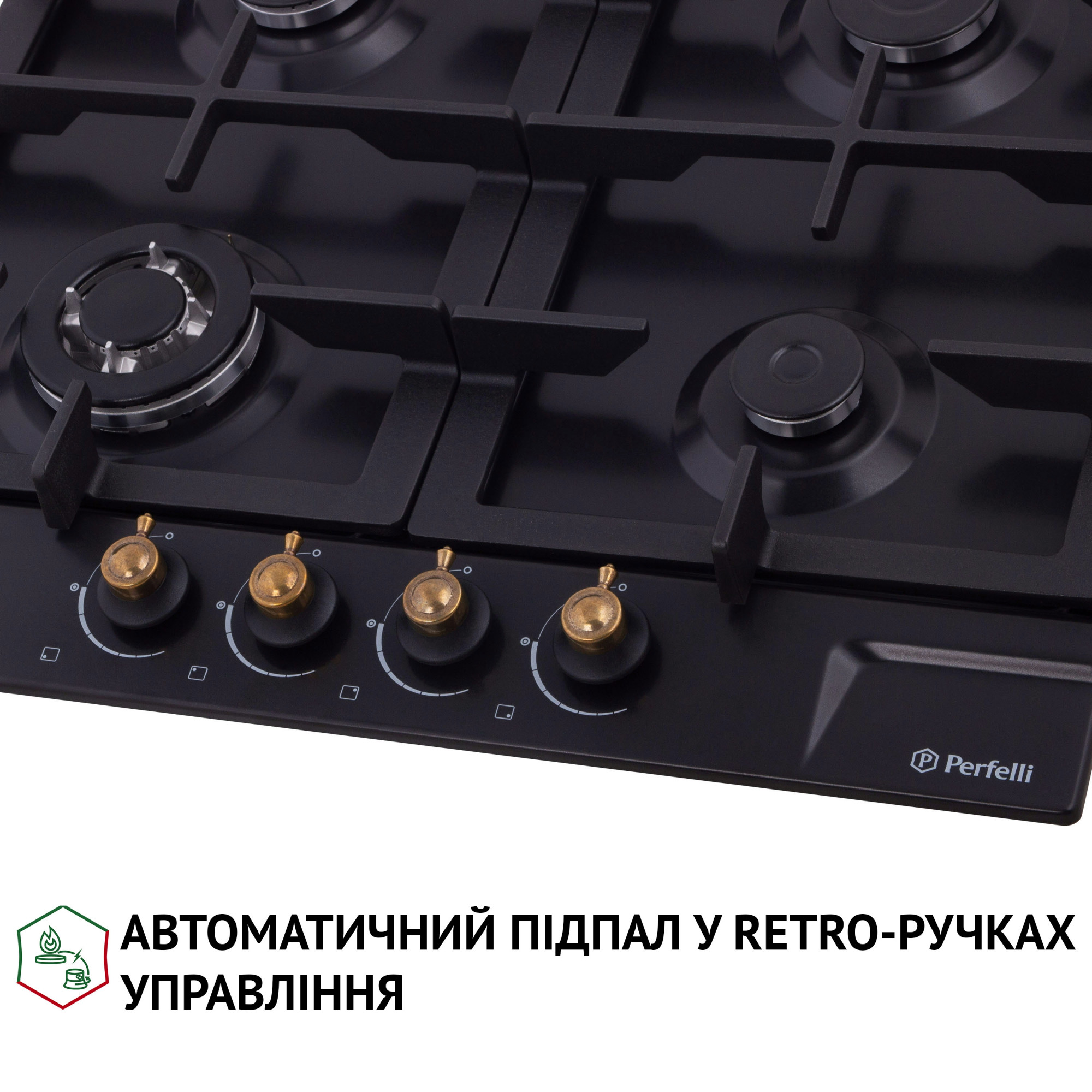Варочная поверхность на металле PERFELLI HGM 61637 BL RETRO (Цвет Черный) - фото 4 Варочная поверхность на металле PERFELLI HGM 61637 BL RETRO - фото 4