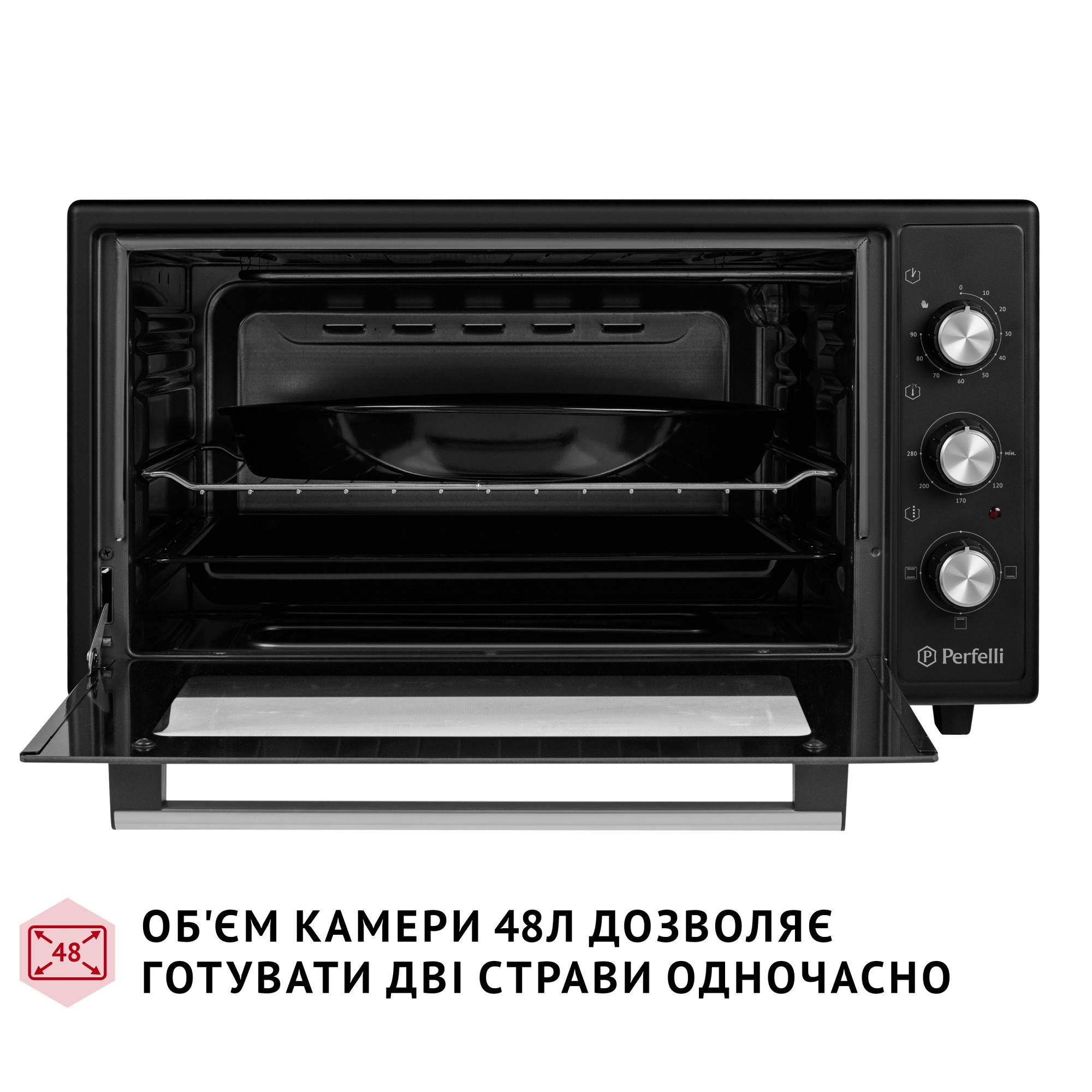 Электрическая печь PERFELLI CLASSIC 48 BLACK (Цвет Черный) - фото 6 Электрическая печь PERFELLI CLASSIC 48 BLACK - фото 6