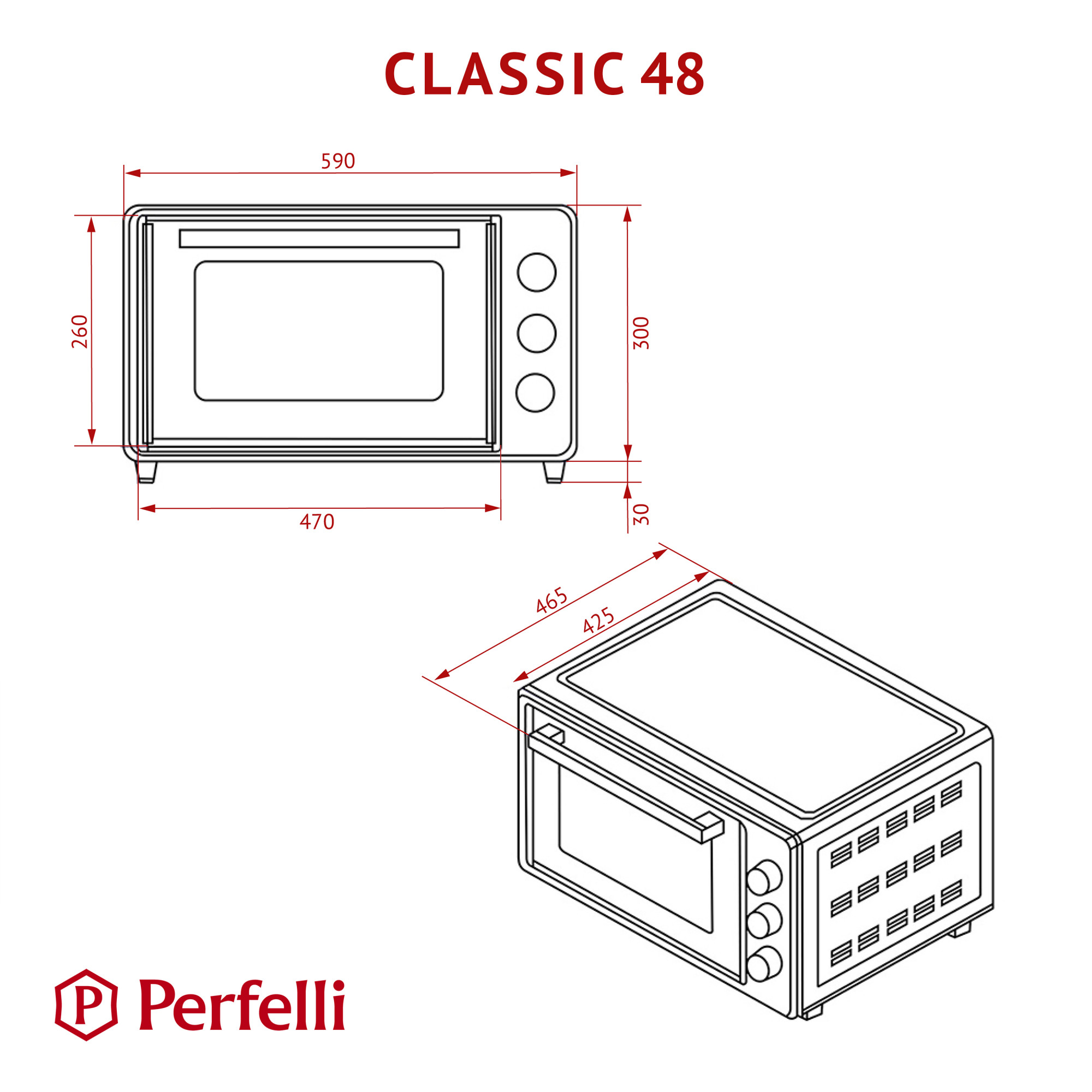 Электрическая печь PERFELLI CLASSIC 48 WHITE (Цвет Белый) - фото 20 Электрическая печь PERFELLI CLASSIC 48 WHITE - фото 20
