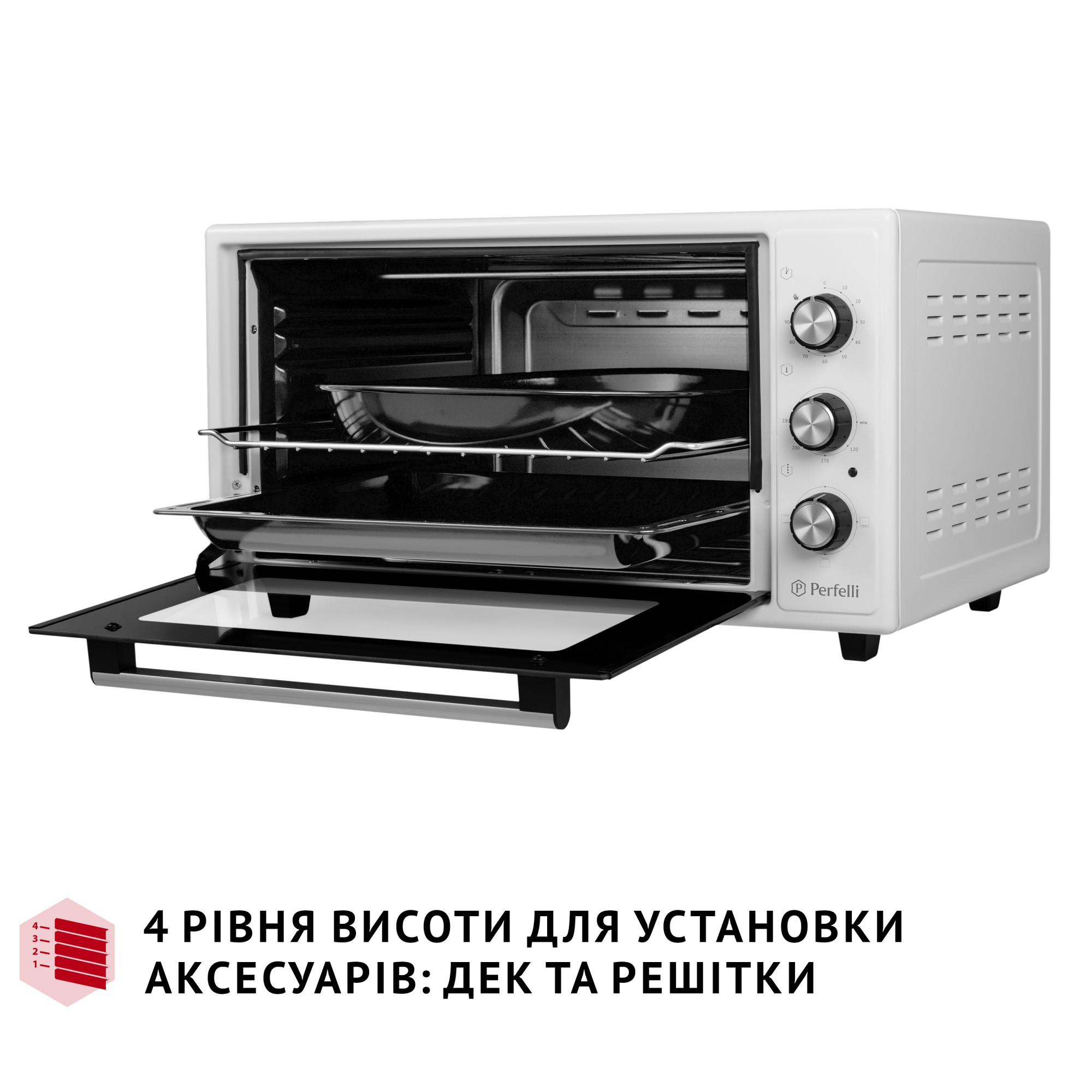 Электрическая печь PERFELLI CLASSIC 48 WHITE (Цвет Белый) - фото 10 Электрическая печь PERFELLI CLASSIC 48 WHITE - фото 10