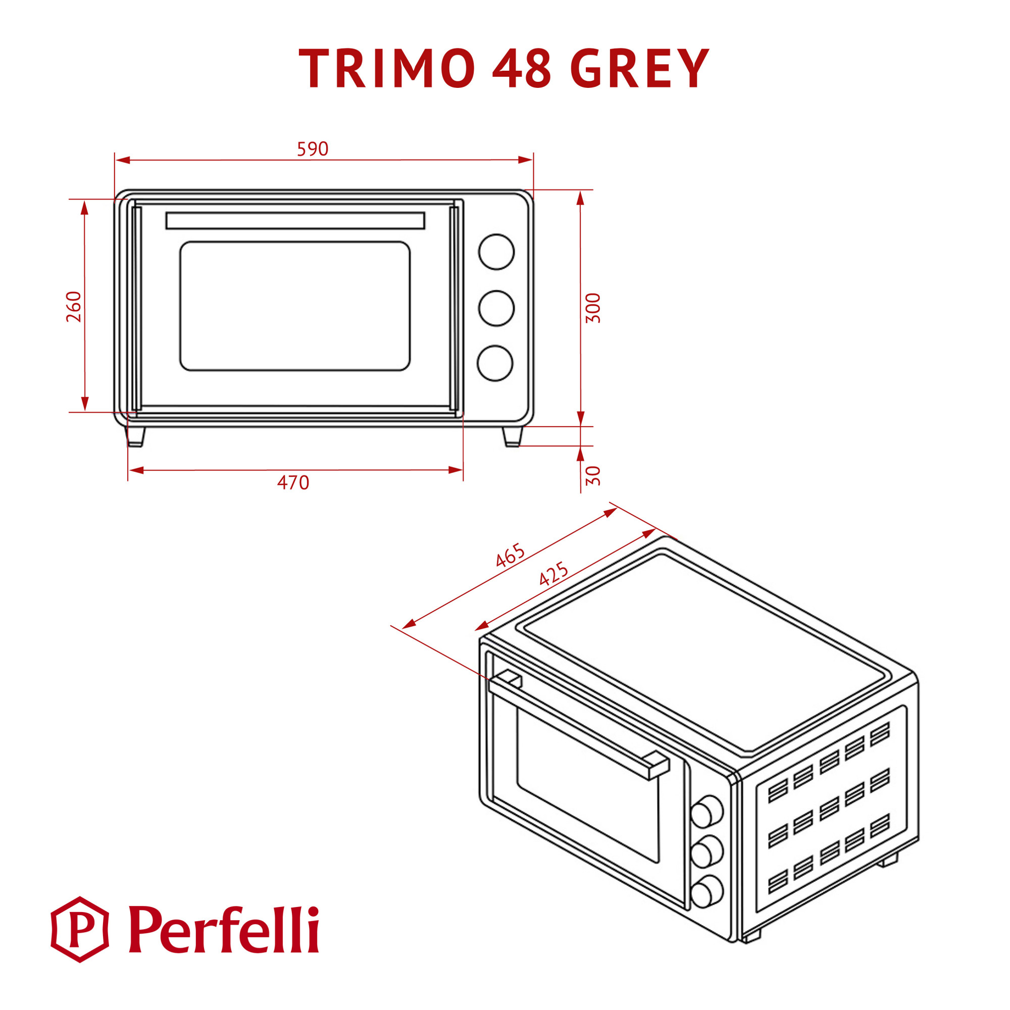 Электрическая печь PERFELLI TRIMO 48 GREY - фото 21