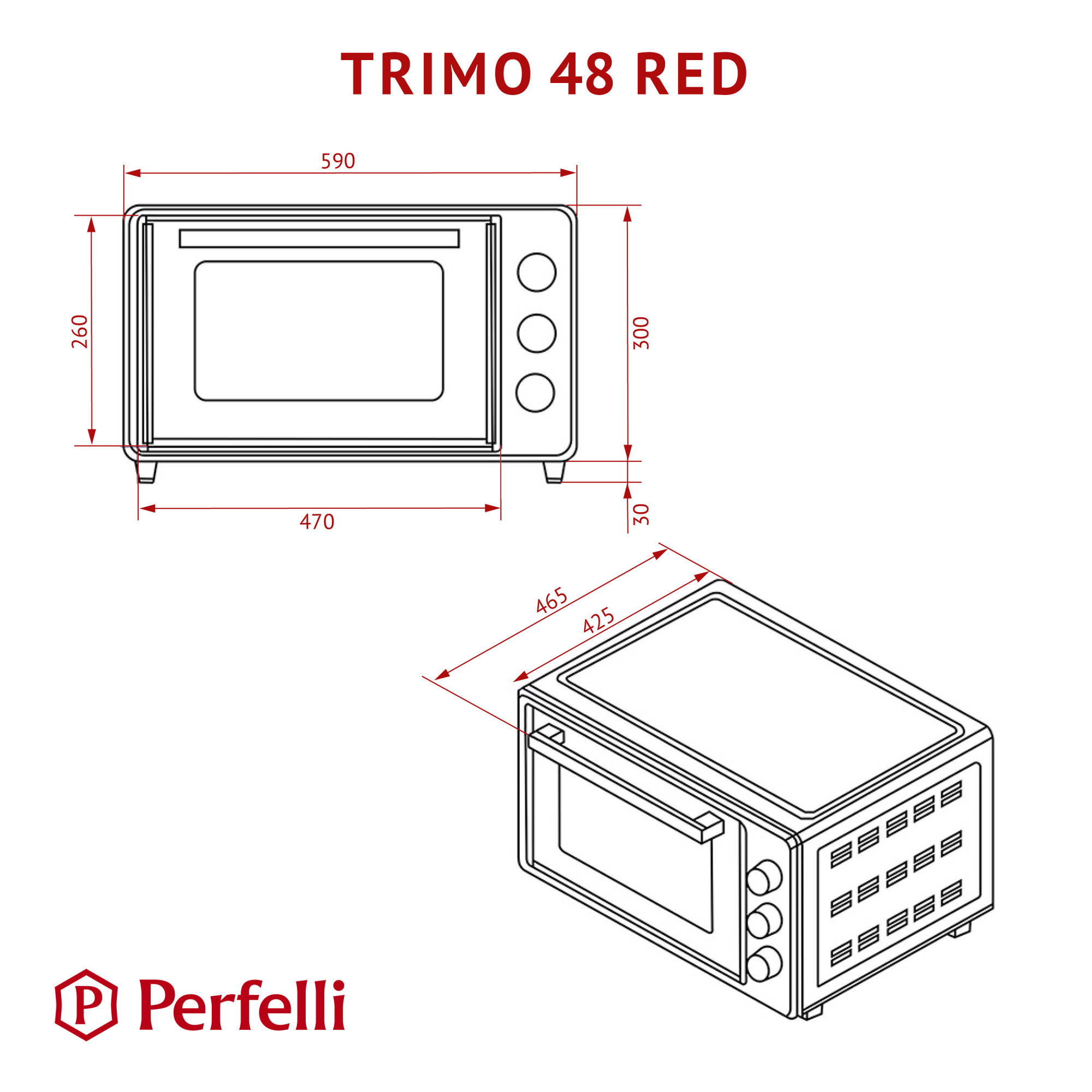 Электрическая печь PERFELLI TRIMO 48 RED - фото 21