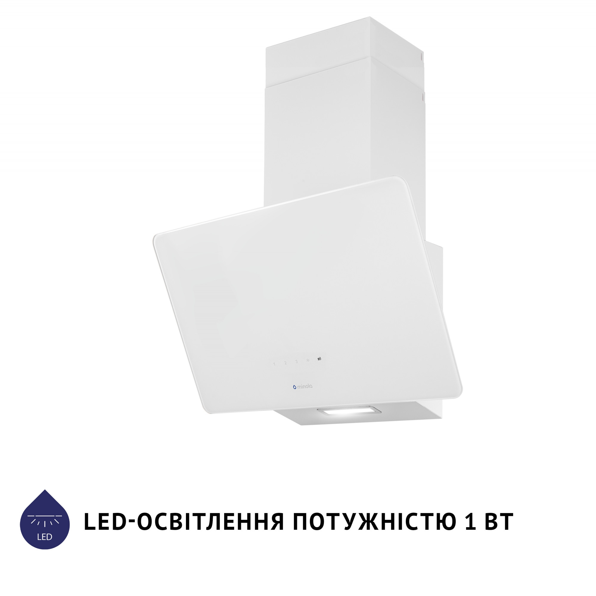 Вытяжка декоративная наклонная MINOLA HVS 5224 WH 700 LED (Цвет Белый) - фото 3 Вытяжка декоративная наклонная MINOLA HVS 5224 WH 700 LED - фото 3