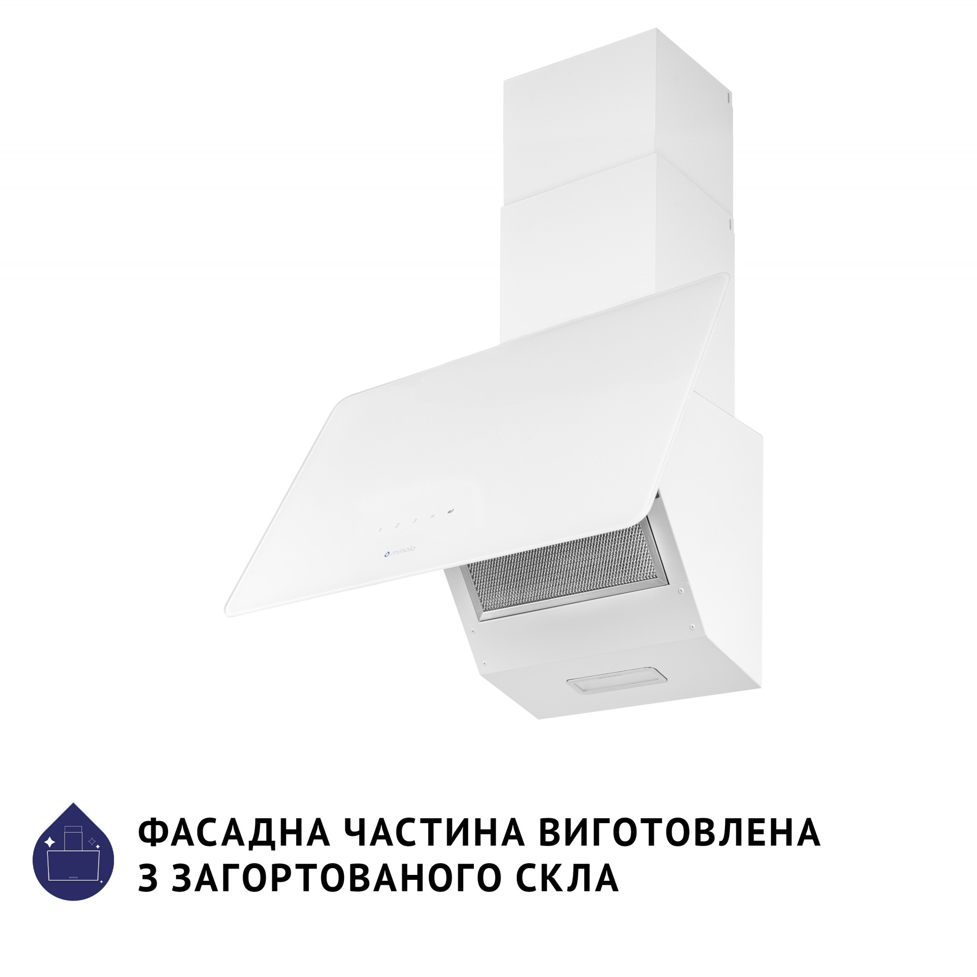 Вытяжка декоративная наклонная MINOLA HVS 5224 WH 700 LED (Цвет Белый) - фото 4 Вытяжка декоративная наклонная MINOLA HVS 5224 WH 700 LED - фото 4