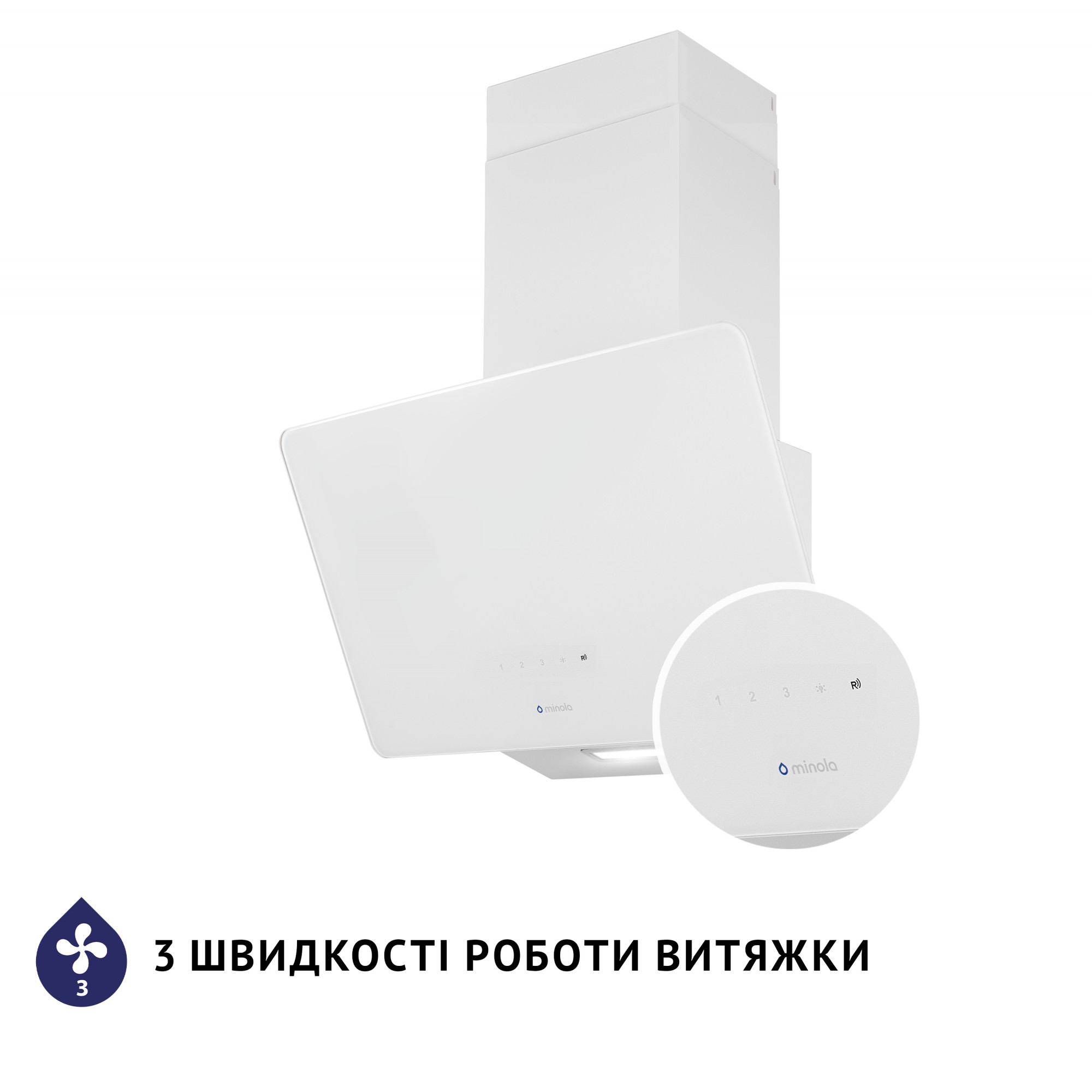 Вытяжка декоративная наклонная MINOLA HVS 5224 WH 700 LED (Цвет Белый) - фото 7 Вытяжка декоративная наклонная MINOLA HVS 5224 WH 700 LED - фото 7