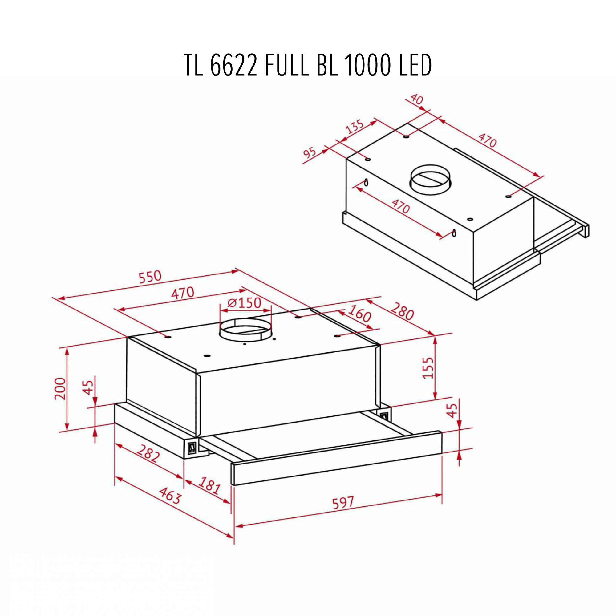 Вытяжка телескопическая PERFELLI TL 6622 Full BL 1000 LED - фото 12