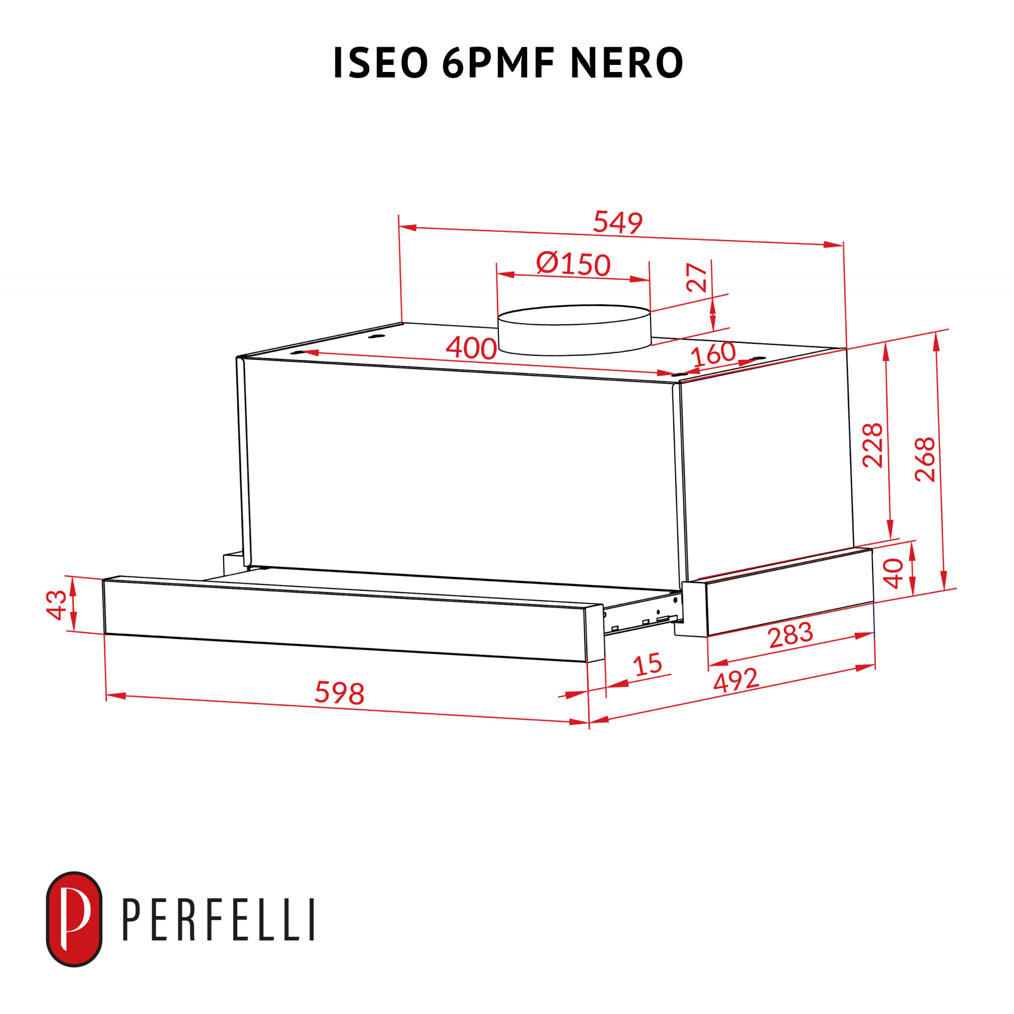 Вытяжка телескопическая PERFELLI ISEO 6PMF NERO - фото 13