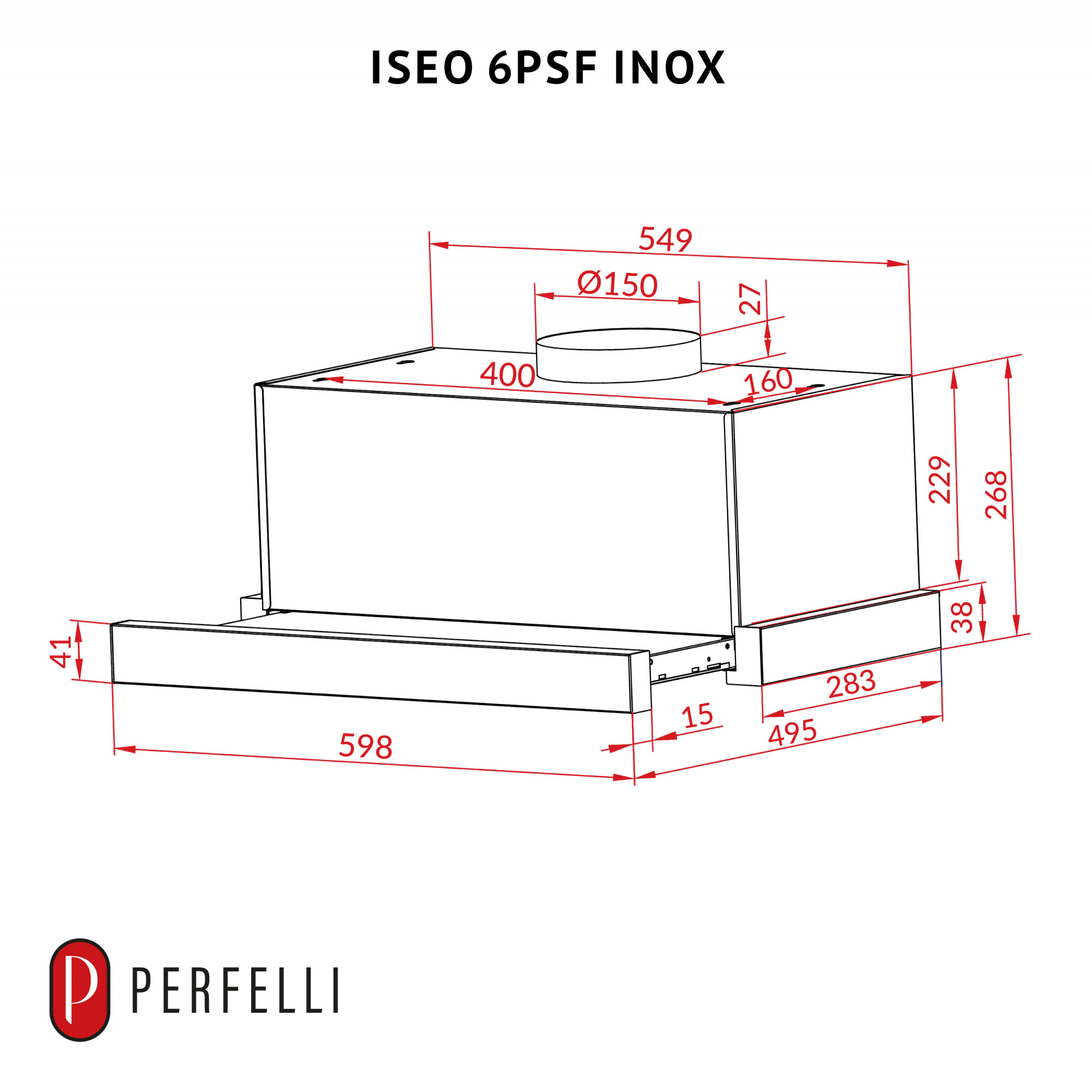 Вытяжка телескопическая PERFELLI ISEO 6PSF INOX - фото 12