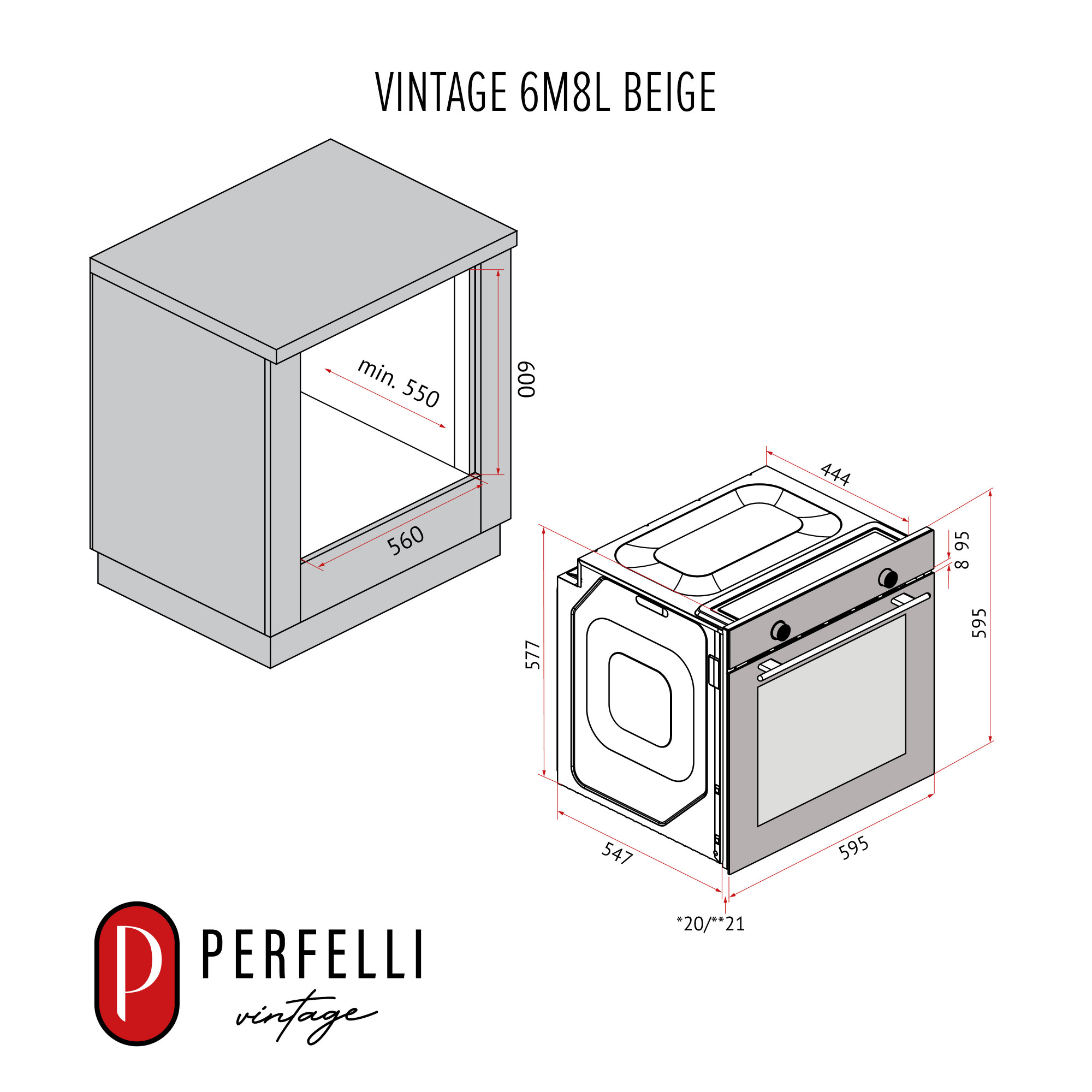 Духовой шкаф электрический PERFELLI VINTAGE 6M8L BEIGE (Цвет Бежевый) - фото 20 Духовой шкаф электрический PERFELLI VINTAGE 6M8L BEIGE - фото 20