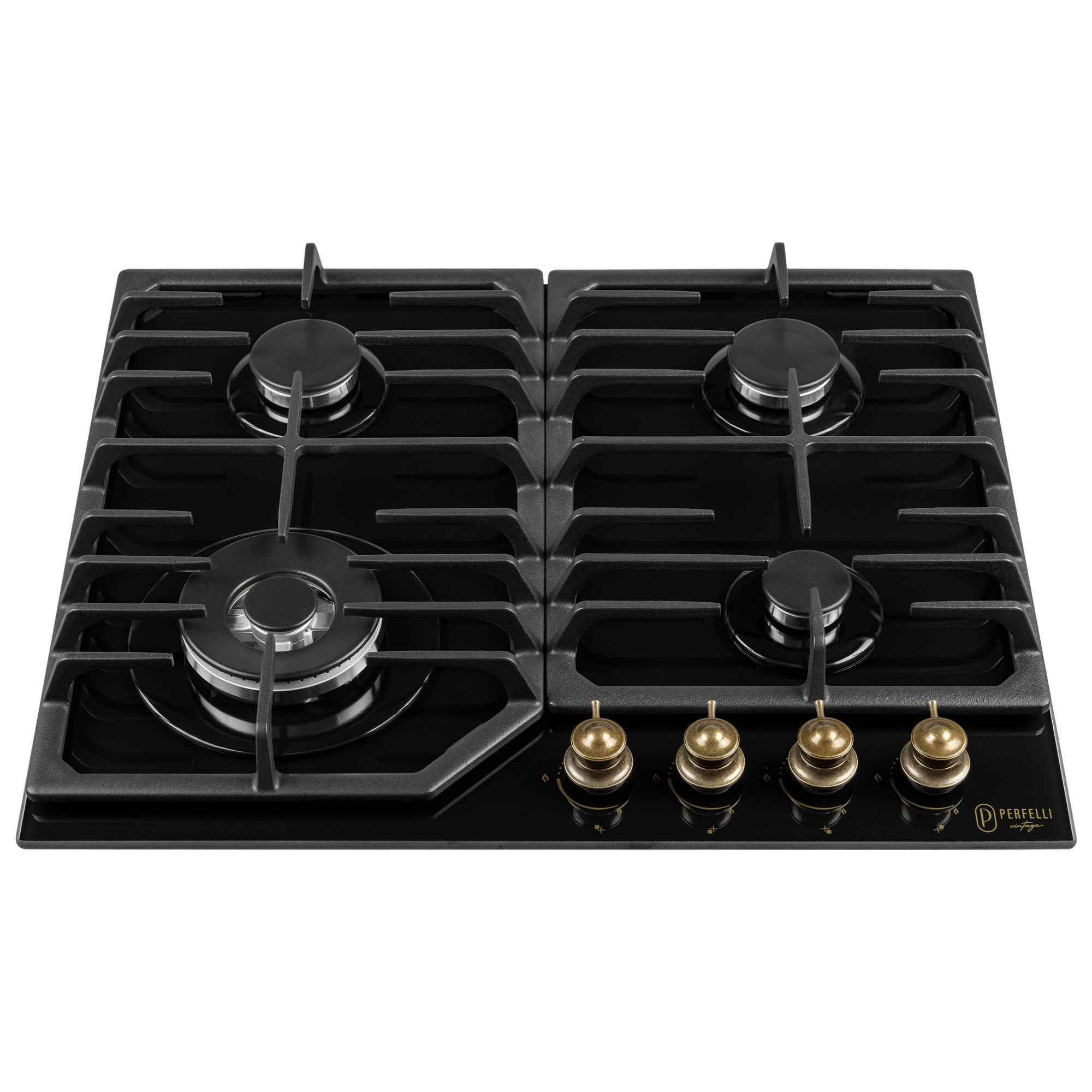 Поверхность газовая на стекле PERFELLI VINTAGE GW69C NERO (Цвет Черный) - фото 2 Поверхность газовая на стекле PERFELLI VINTAGE GW69C NERO - фото 2