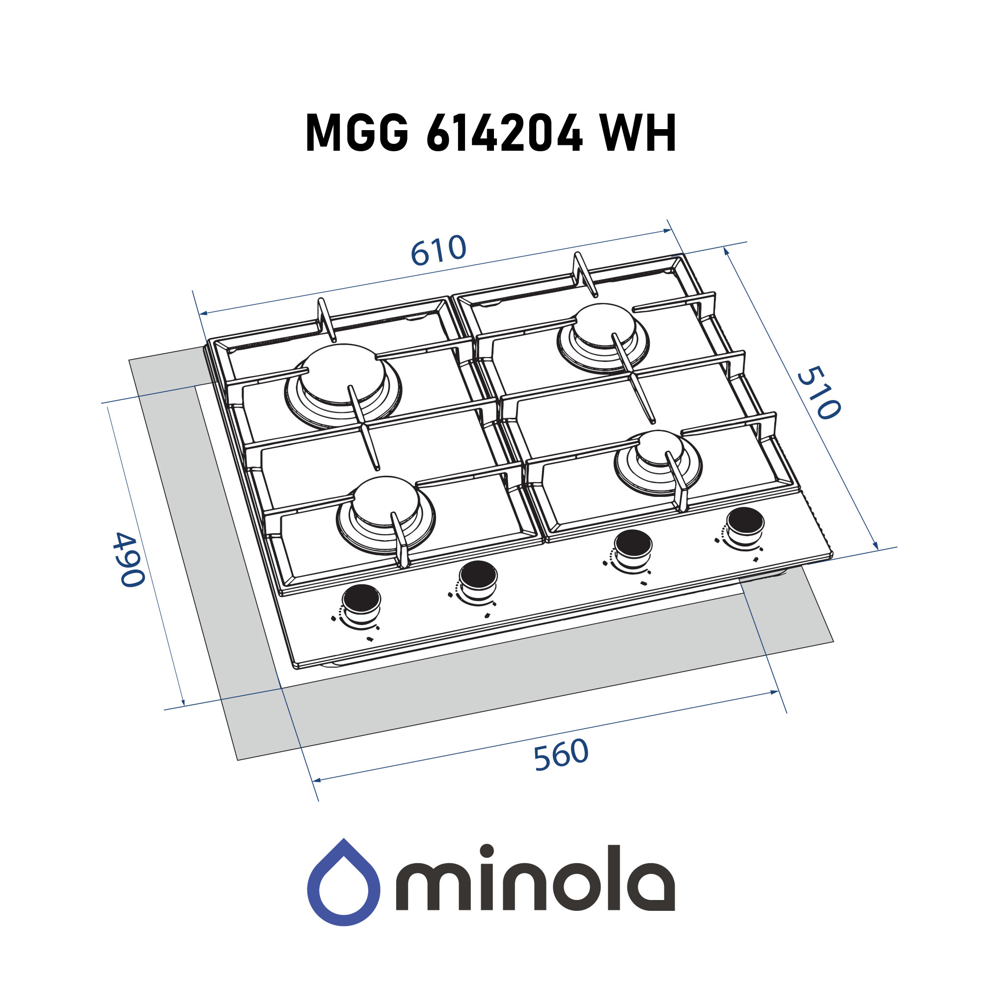 Поверхность газовая на стекле Minola MGG 614204 WH - фото 10