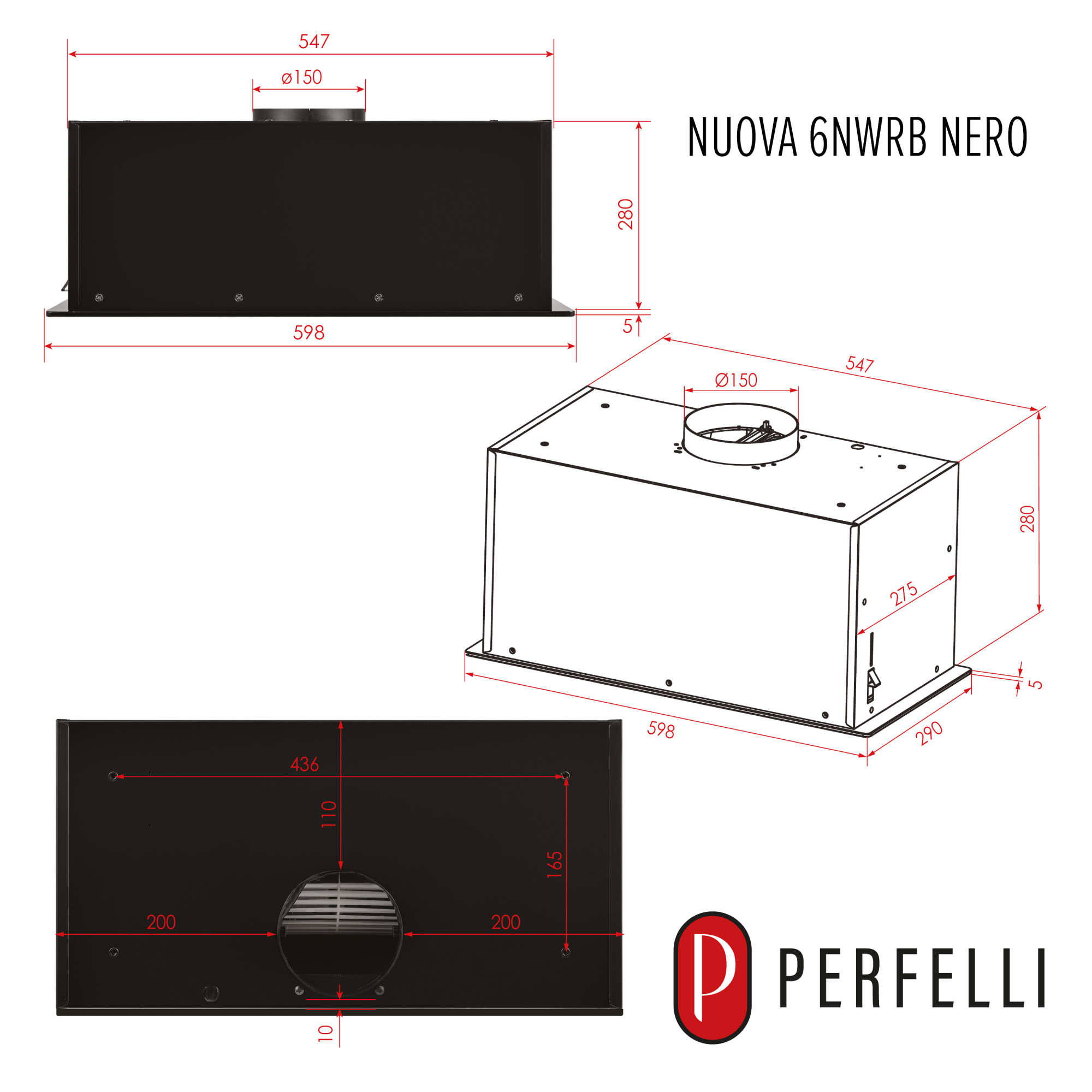Вытяжка полновстраиваемая PERFELLI NUOVA 6NWRB NERO - фото 20
