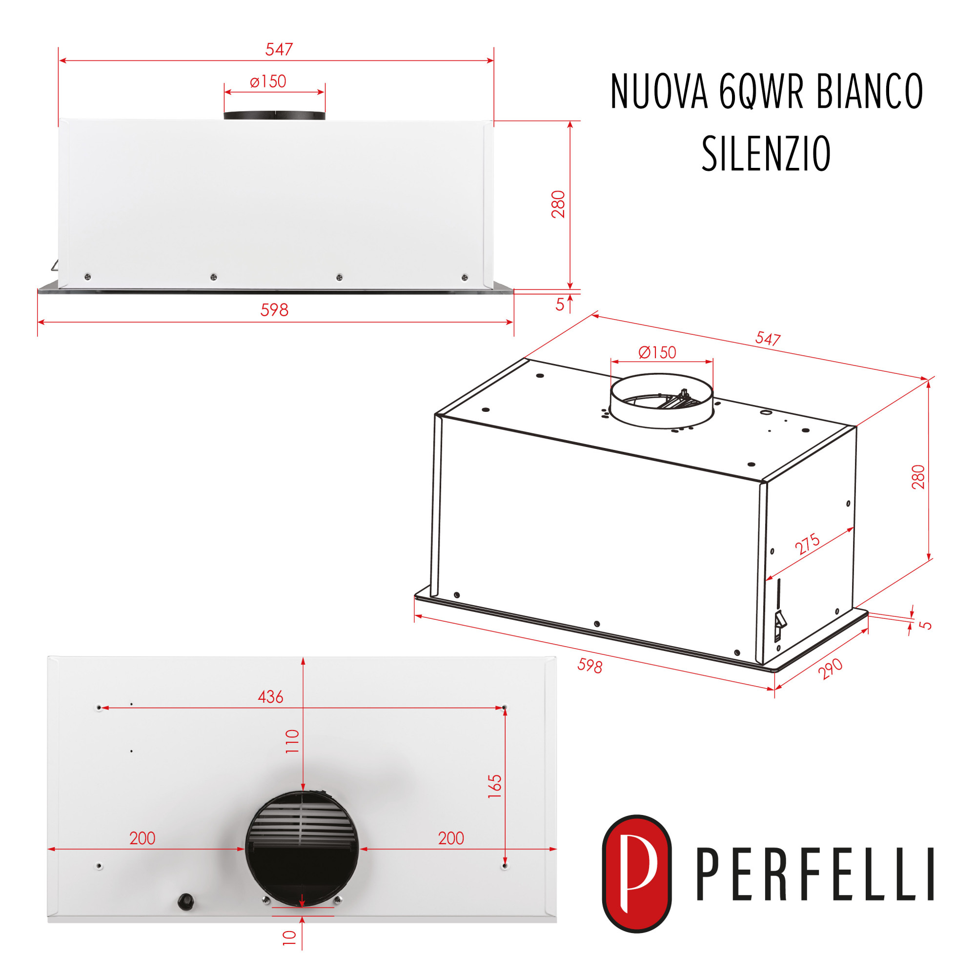Вытяжка полновстраиваемая PERFELLI NUOVA 6QWR BIANCO SILENZIO (Цвет Белый) - фото 18 Вытяжка полновстраиваемая PERFELLI NUOVA 6QWR BIANCO SILENZIO - фото 18