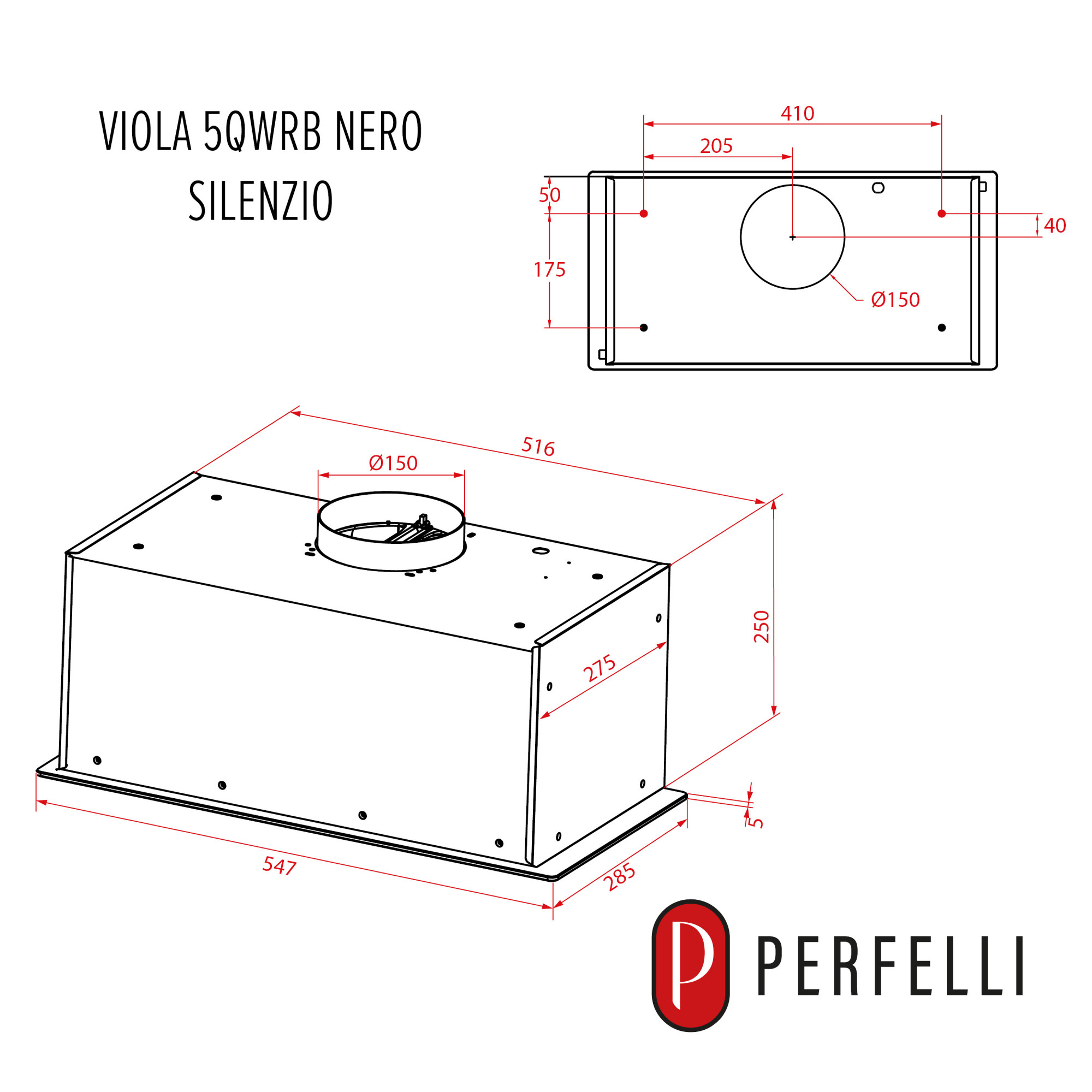Вытяжка полновстраиваемая PERFELLI VIOLA 5QWRB NERO SILENZIO - фото 16