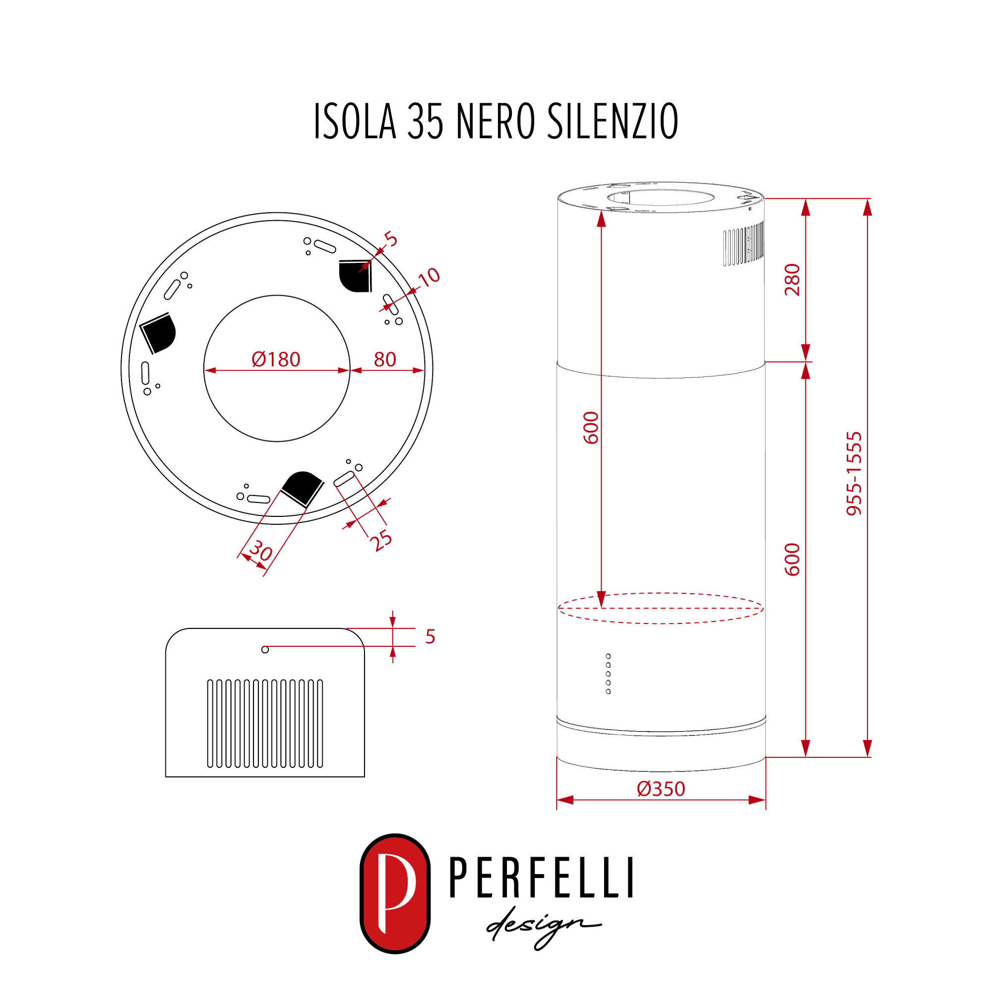Вытяжка островная PERFELLI DESIGN ISOLA 35 NERO SILENZIO (Цвет Черный) - фото 15 Вытяжка островная PERFELLI DESIGN ISOLA 35 NERO SILENZIO - фото 15